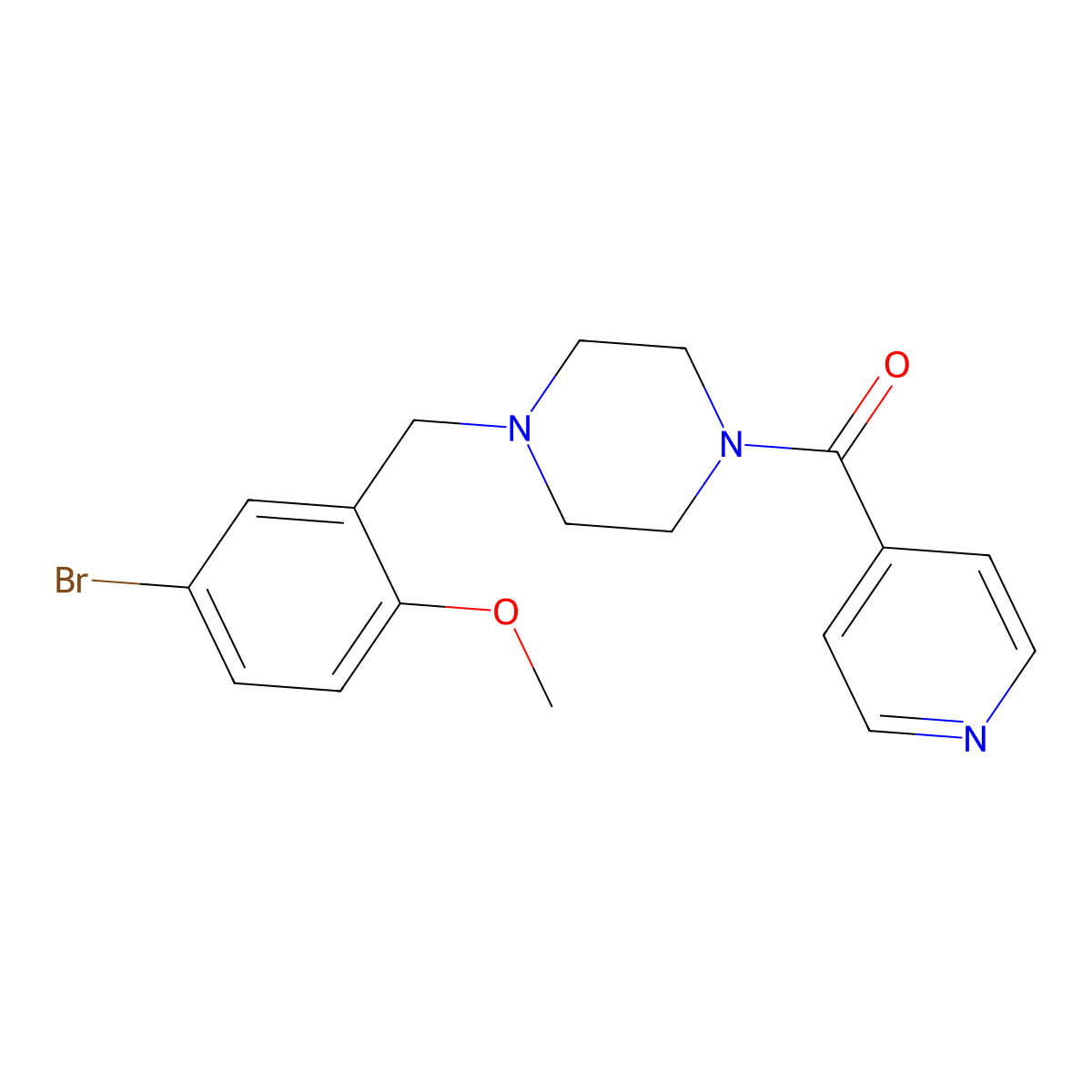 [4-[(5-Bromo-2-methoxyphenyl)methyl]piperazin-1-yl]-pyridin-4-ylmethanone molecular structure, CAS 355392-76-6