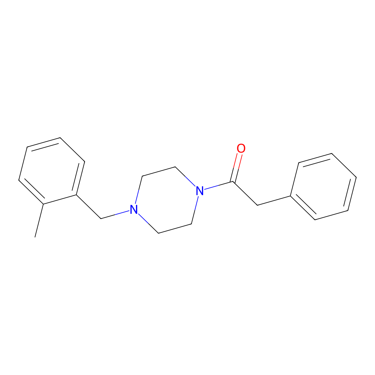1-[4-[(2-Methylphenyl)methyl]piperazin-1-yl]-2-phenylethanone molecular structure, CAS 355392-78-8