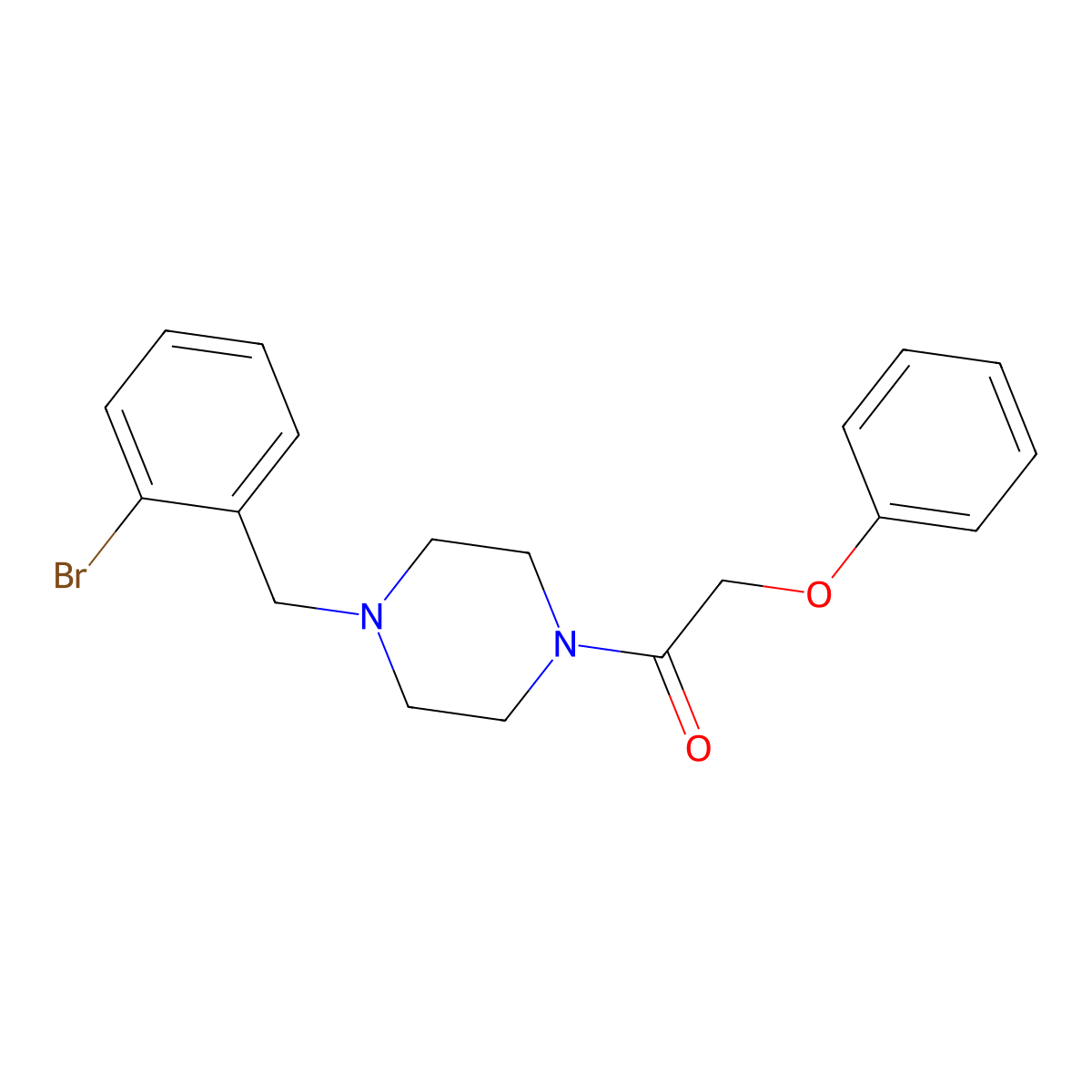 1-[4-[(2-Bromophenyl)methyl]piperazin-1-yl]-2-phenoxyethanone molecular structure, CAS 355392-79-9