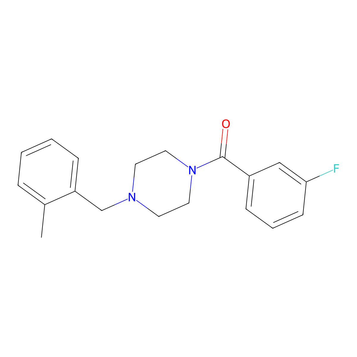 (3-Fluorophenyl)-[4-[(2-methylphenyl)methyl]piperazin-1-yl]methanone molecular structure, CAS 355392-83-5