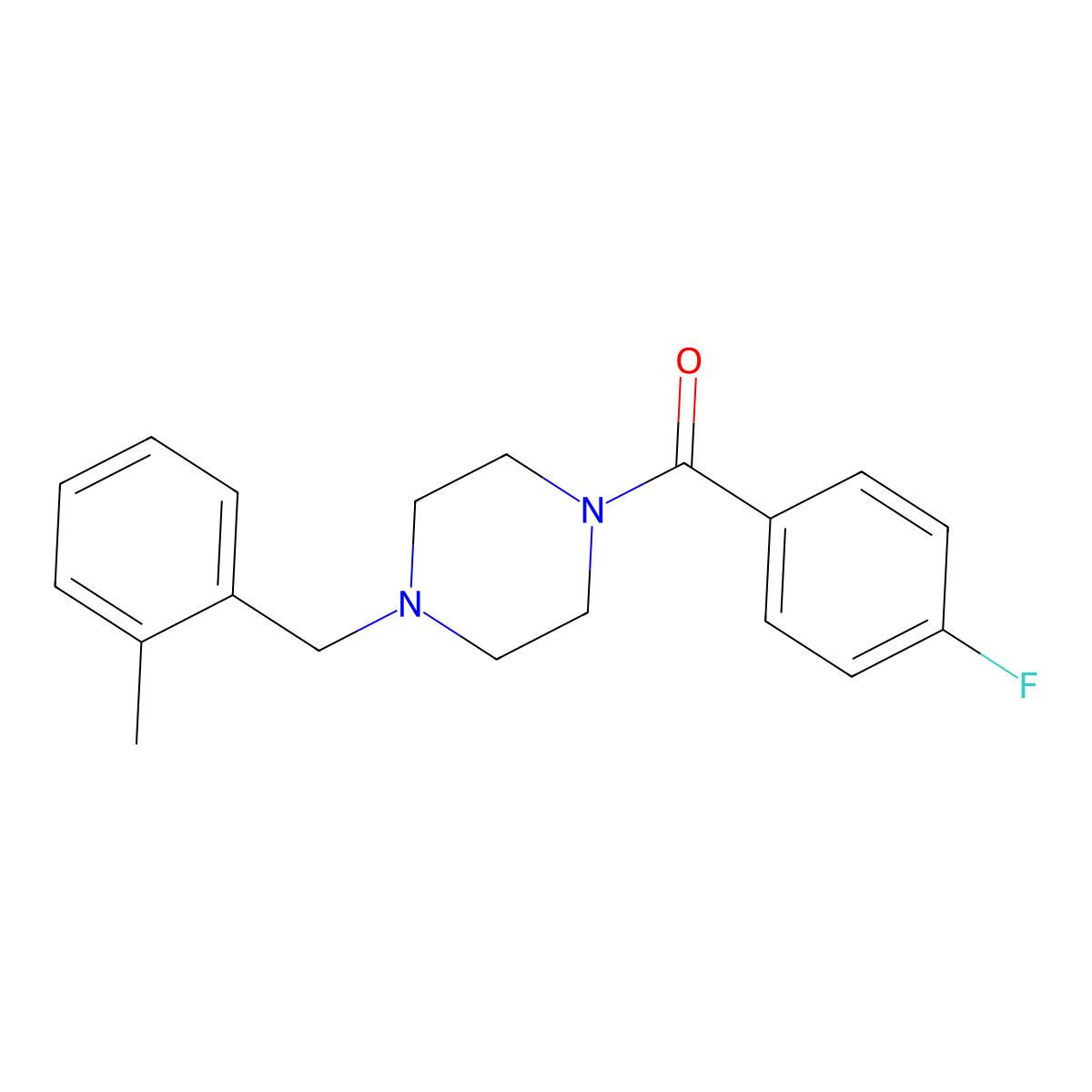 (4-Fluorophenyl)-[4-[(2-methylphenyl)methyl]piperazin-1-yl]methanone molecular structure, CAS 355392-85-7