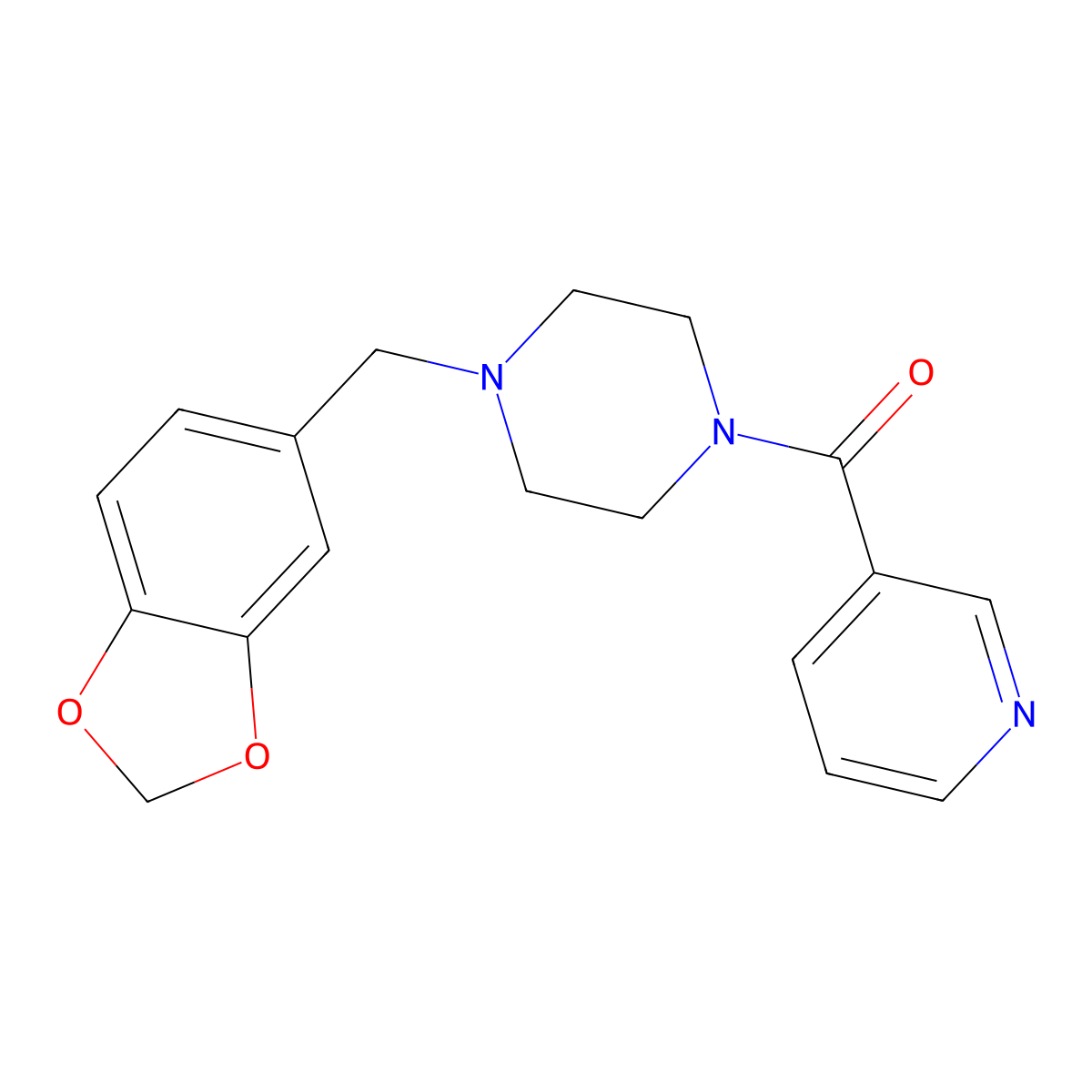 1-(1,3-Benzodioxol-5-ylmethyl)-4-(3-pyridinylcarbonyl)piperazine molecular structure, CAS 355392-87-9