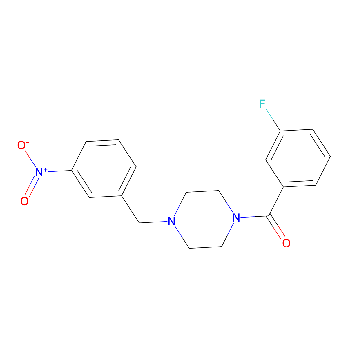(3-Fluorophenyl)[4-(3-nitrobenzyl)piperazin-1-yl]methanone molecular structure, CAS 355392-88-0