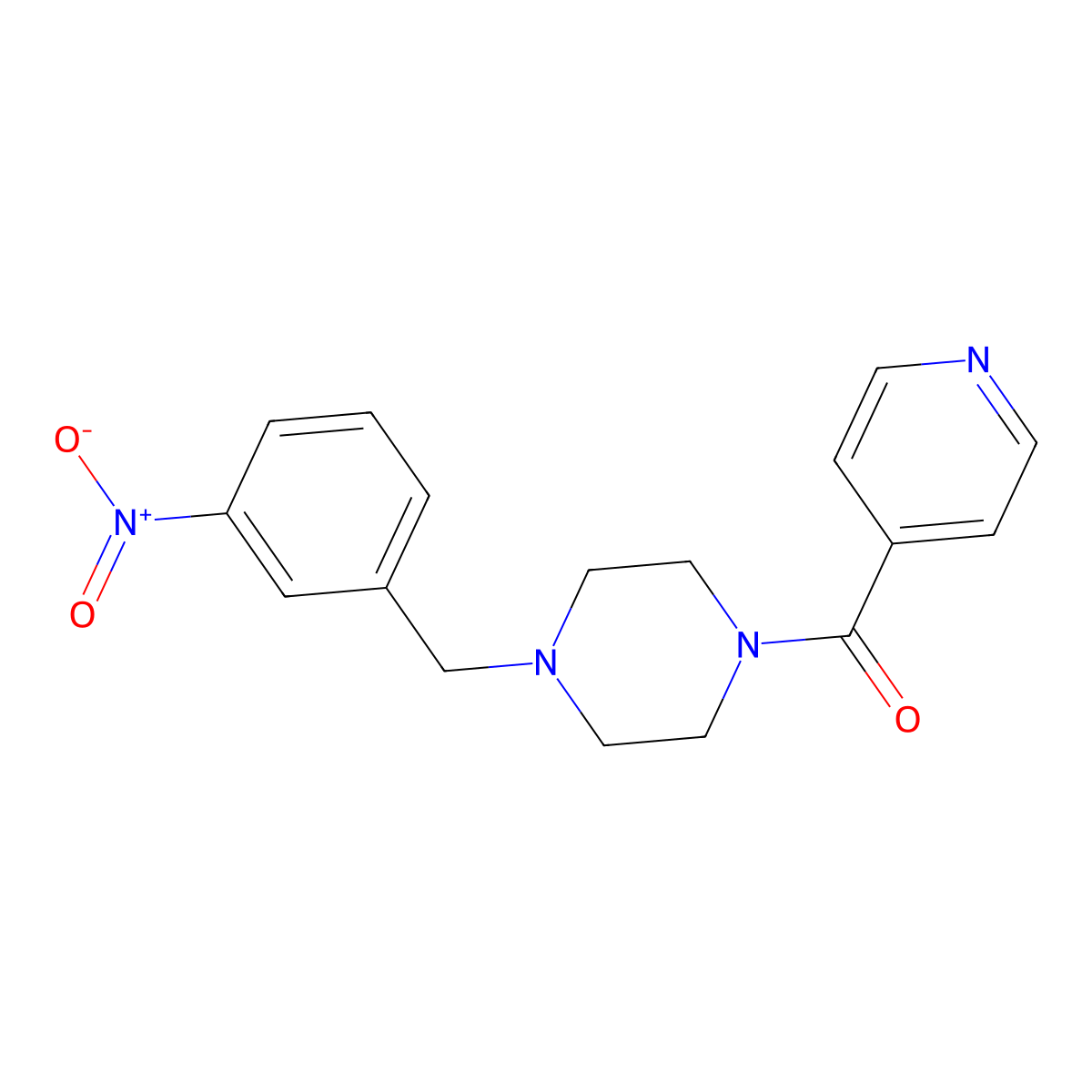 [4-[(3-Nitrophenyl)methyl]piperazin-1-yl]-pyridin-4-ylmethanone molecular structure, CAS 355392-97-1