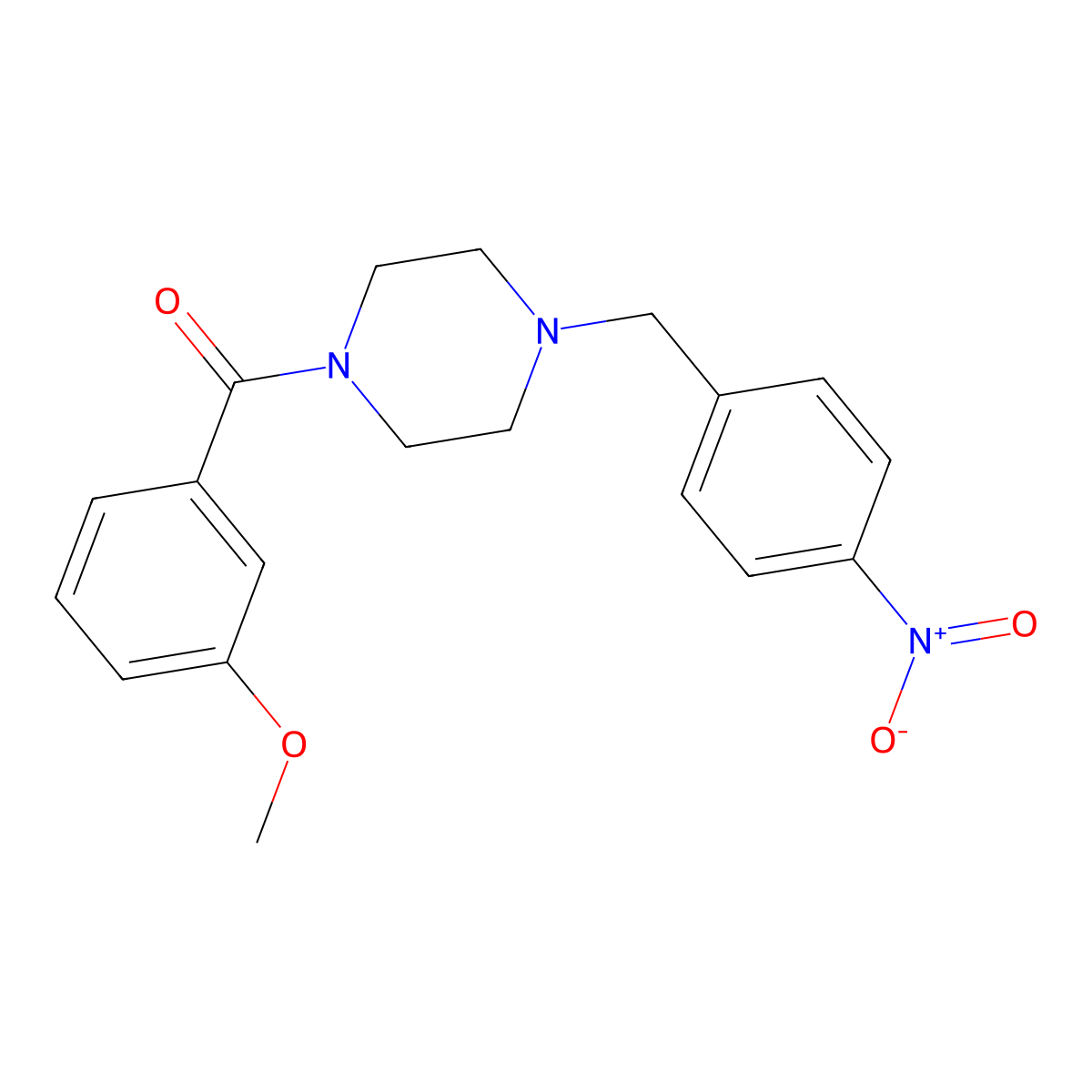 (3-Methoxyphenyl)-[4-[(4-nitrophenyl)methyl]piperazin-1-yl]methanone molecular structure, CAS 355393-00-9
