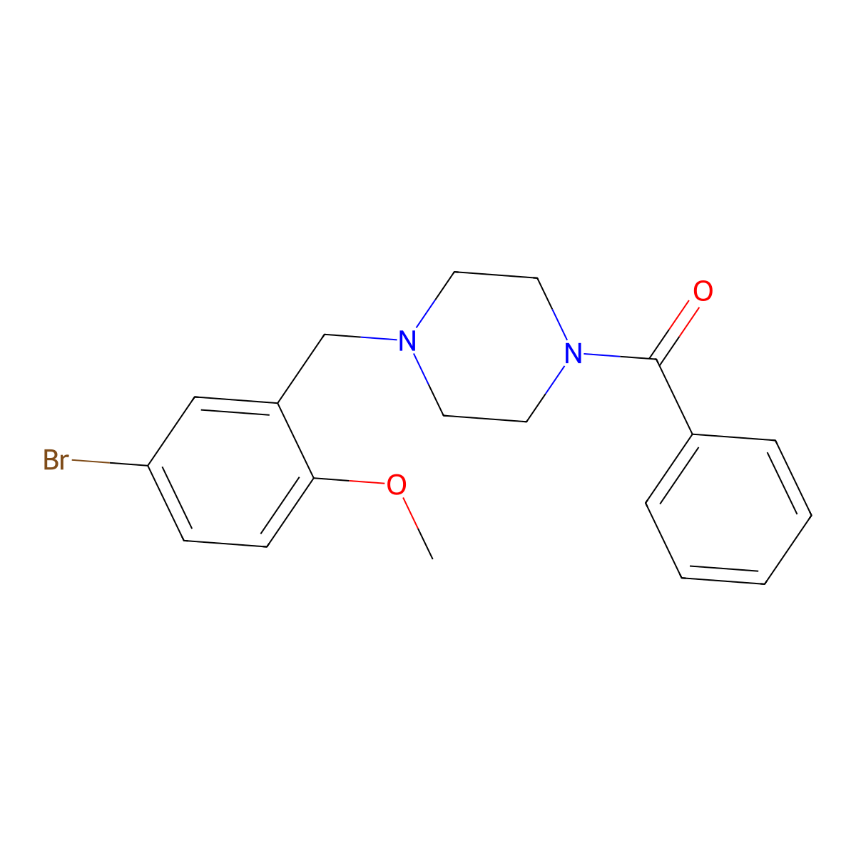 [4-[(5-Bromo-2-methoxyphenyl)methyl]piperazin-1-yl]-phenylmethanone molecular structure, CAS 355393-05-4