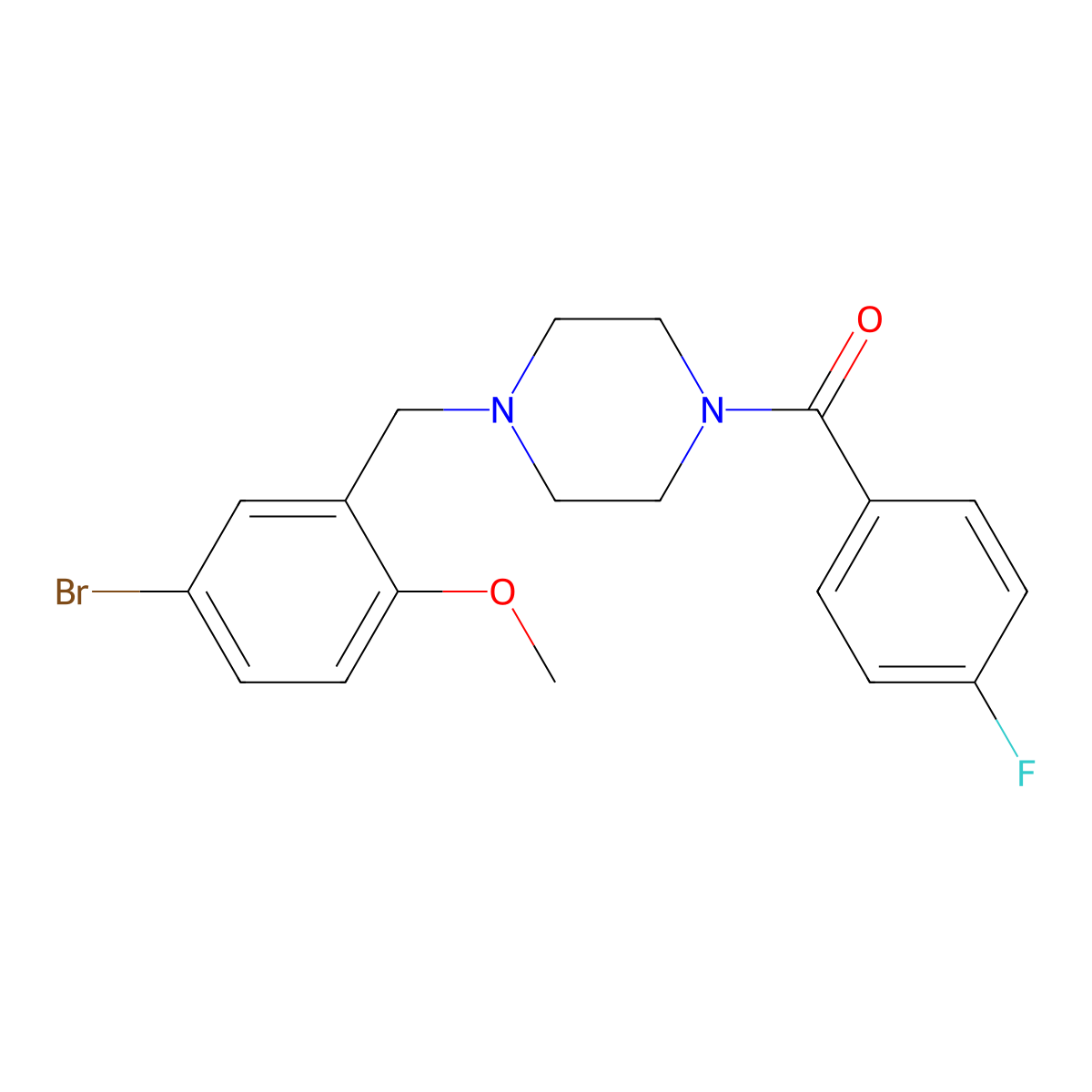[4-[(5-Bromo-2-methoxyphenyl)methyl]piperazin-1-yl]-(4-fluorophenyl)methanone molecular structure, CAS 355393-08-7