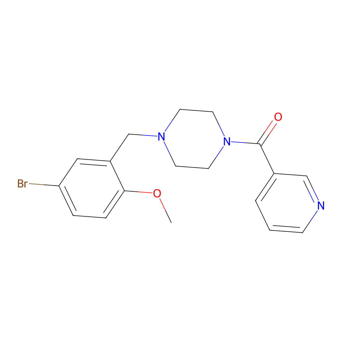 [4-[(5-Bromo-2-methoxyphenyl)methyl]piperazin-1-yl]-pyridin-3-ylmethanone molecular structure, CAS 355393-11-2