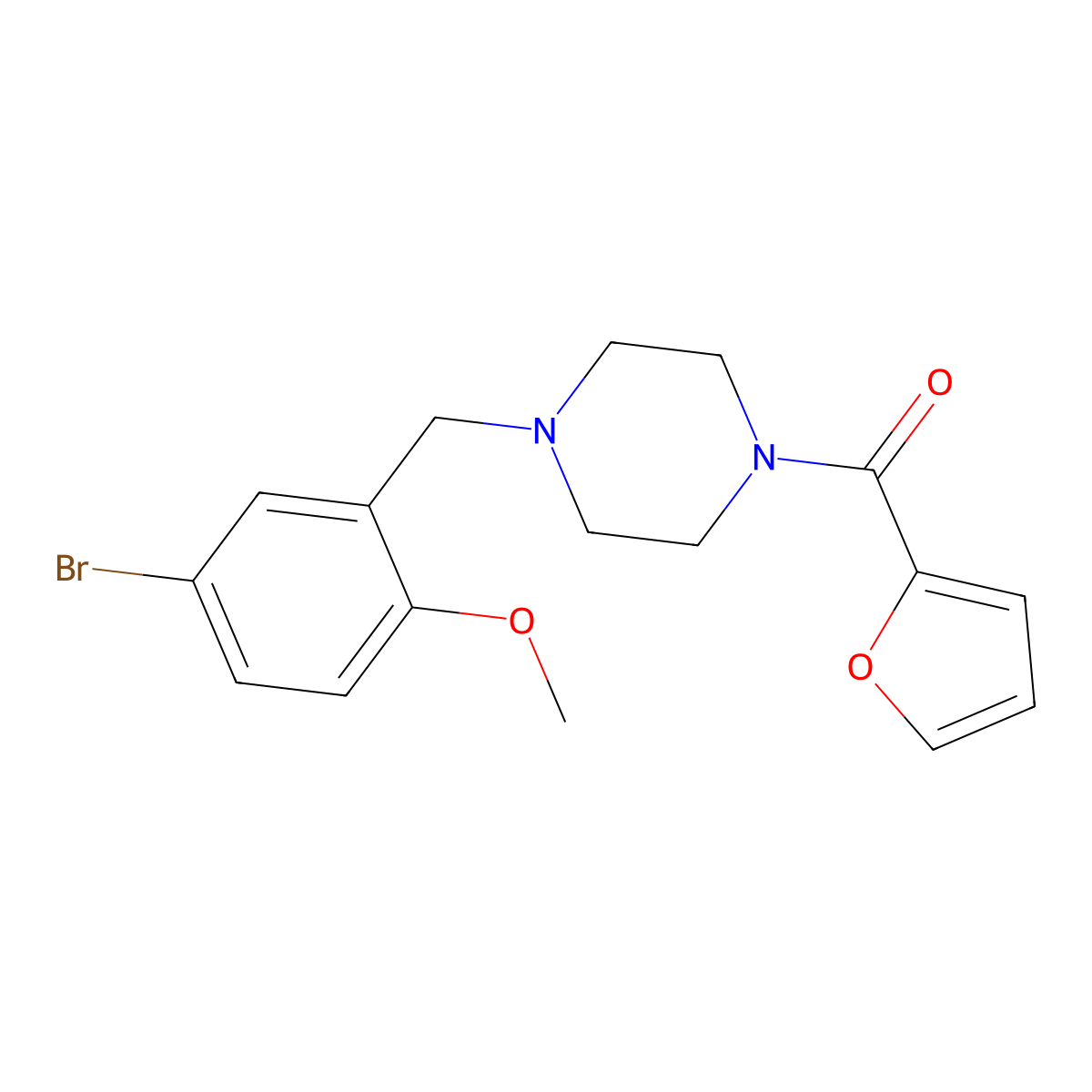 [4-[(5-Bromo-2-methoxyphenyl)methyl]piperazin-1-yl]-(furan-2-yl)methanone molecular structure, CAS 355393-12-3