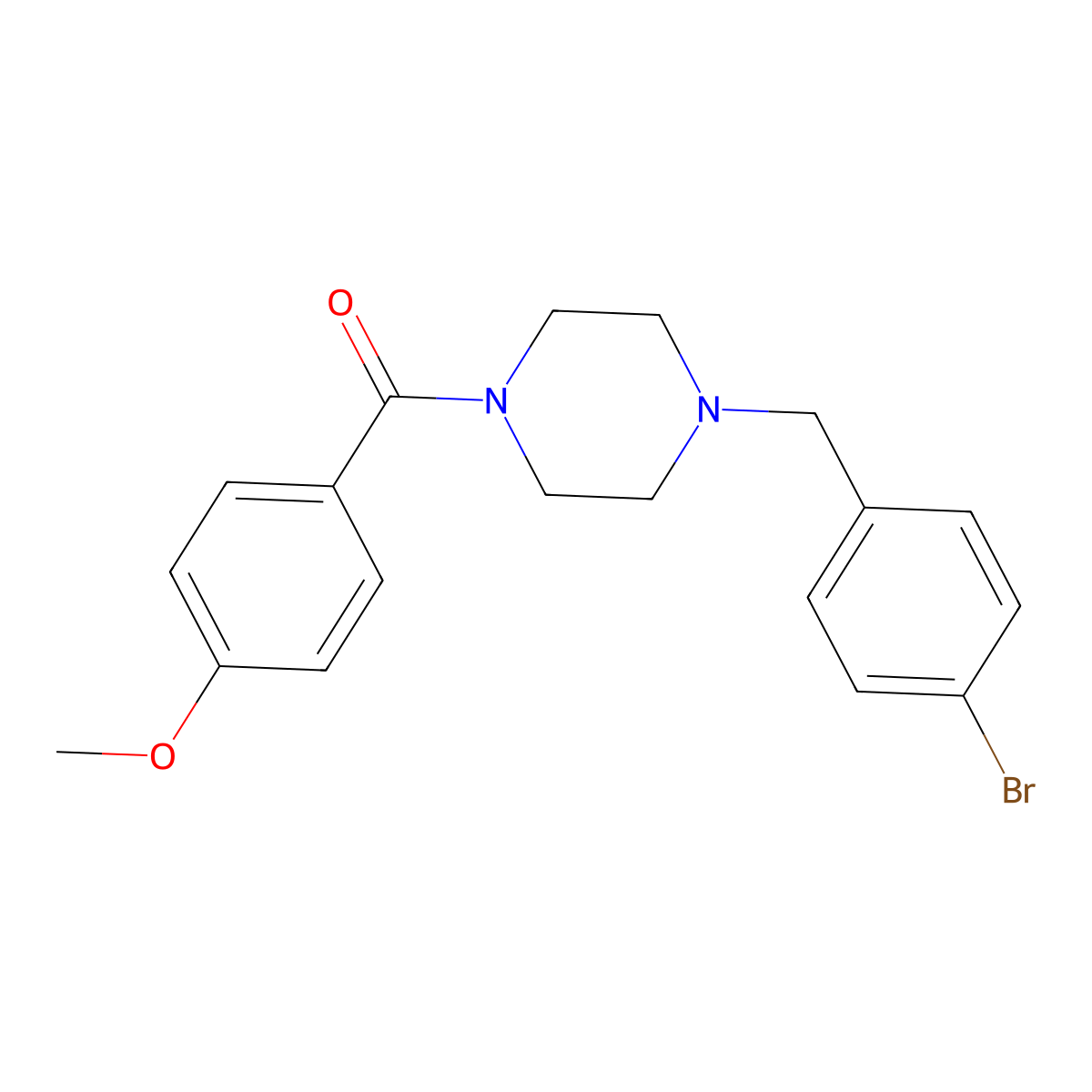 [4-[(4-Bromophenyl)methyl]piperazin-1-yl]-(4-methoxyphenyl)methanone molecular structure, CAS 355393-18-9