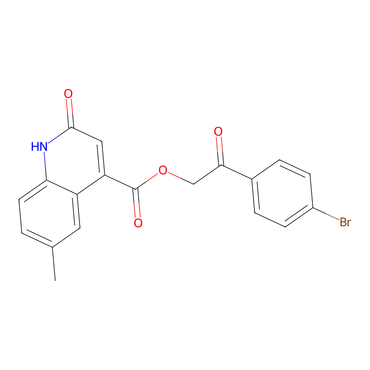 2-(4-Bromophenyl)-2-oxoethyl 2-hydroxy-6-methylquinoline-4-carboxylate molecular structure, CAS 355394-15-9