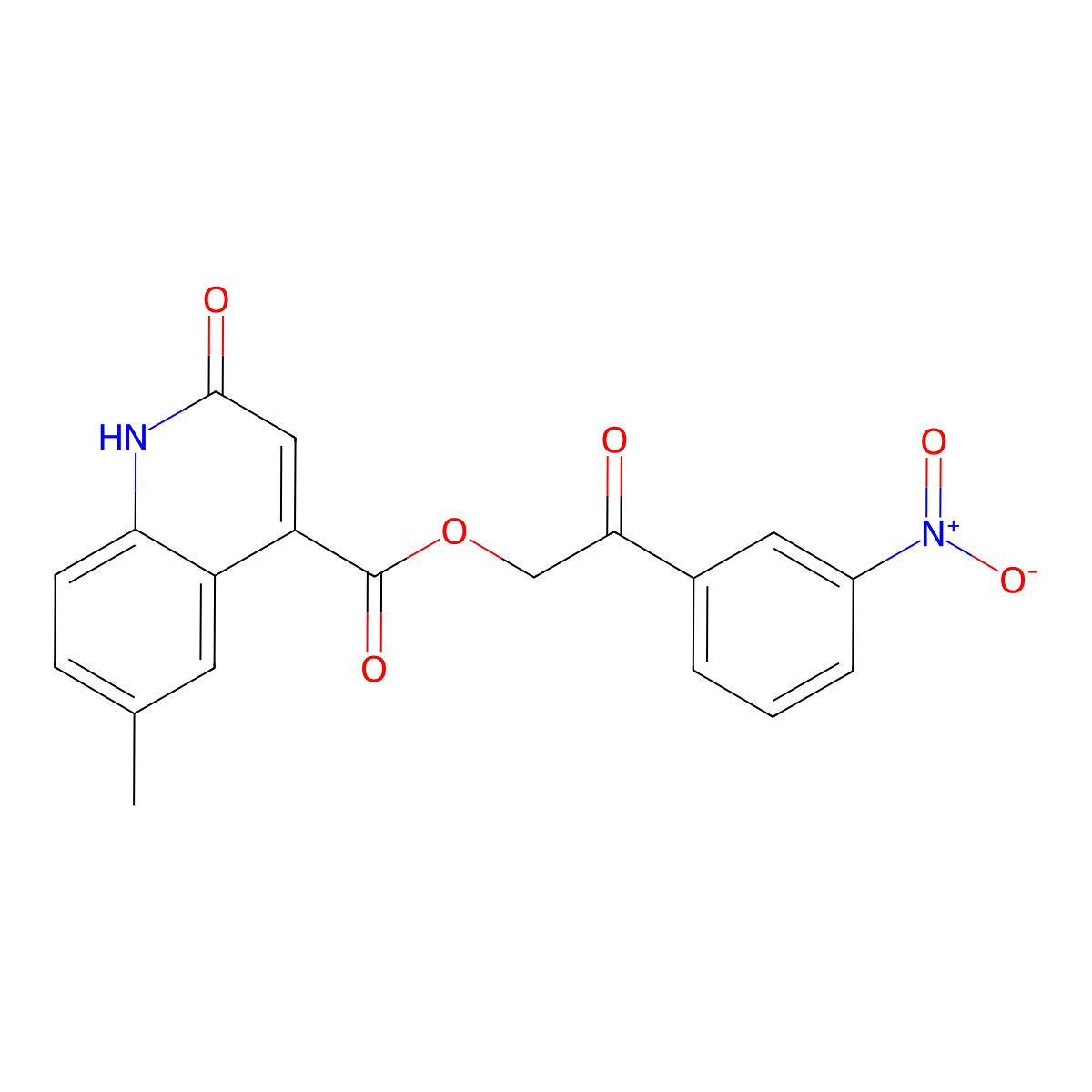 2-(3-Nitrophenyl)-2-oxoethyl 2-hydroxy-6-methylquinoline-4-carboxylate molecular structure, CAS 355394-16-0