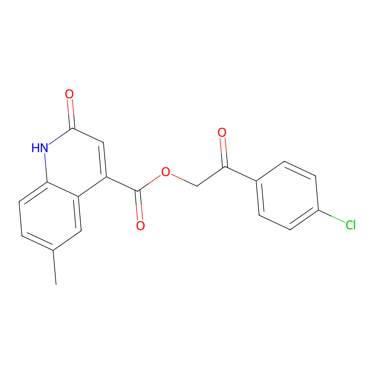 [2-(4-chlorophenyl)-2-oxoethyl] 6-methyl-2-oxo-1H-quinoline-4-carboxylate molecular structure, CAS 355394-18-2
