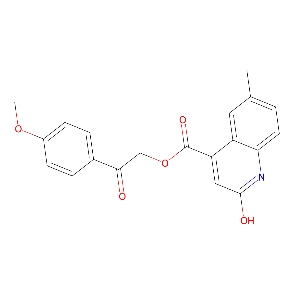 2-(4-Methoxyphenyl)-2-oxoethyl 2-hydroxy-6-methylquinoline-4-carboxylate molecular structure, CAS 355394-20-6