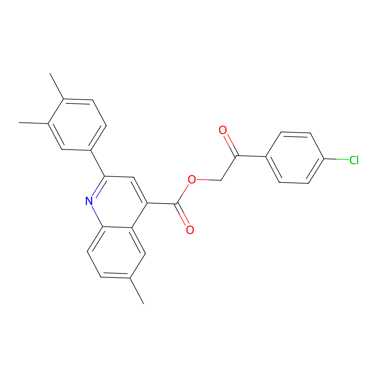 [2-(4-Chlorophenyl)-2-oxoethyl] 2-(3,4-dimethylphenyl)-6-methylquinoline-4-carboxylate molecular structure, CAS 355394-39-7