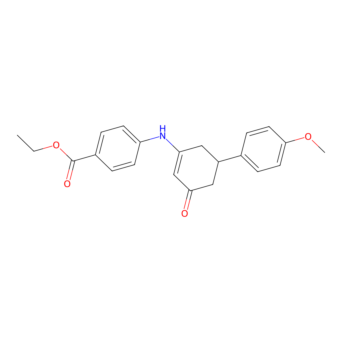 Ethyl 4-{[5-(4-methoxyphenyl)-3-oxocyclohex-1-enyl]amino}benzoate molecular structure, CAS 355395-42-5