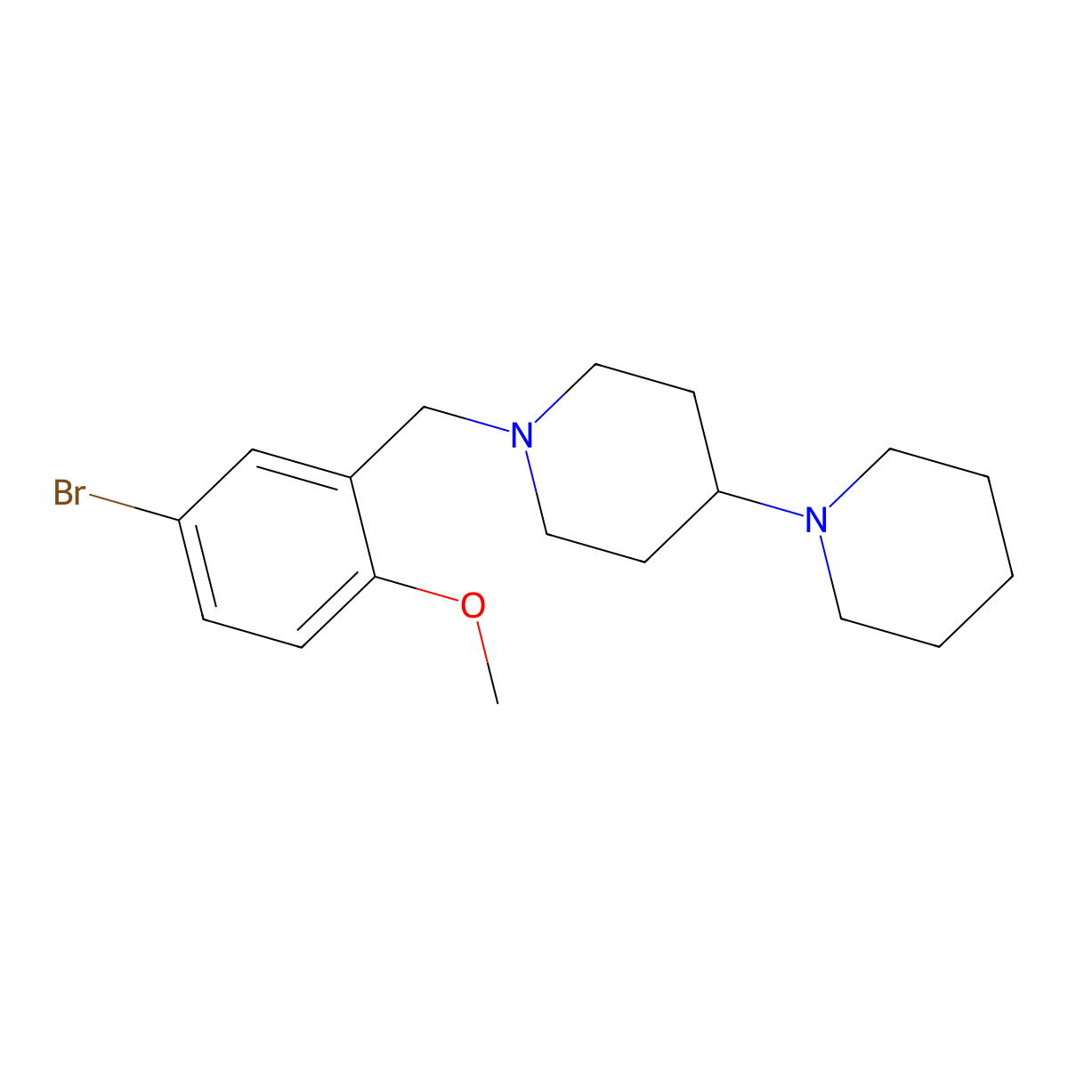 1-[(5-Bromo-2-methoxyphenyl)methyl]-4-piperidin-1-ylpiperidine molecular structure, CAS 355395-78-7