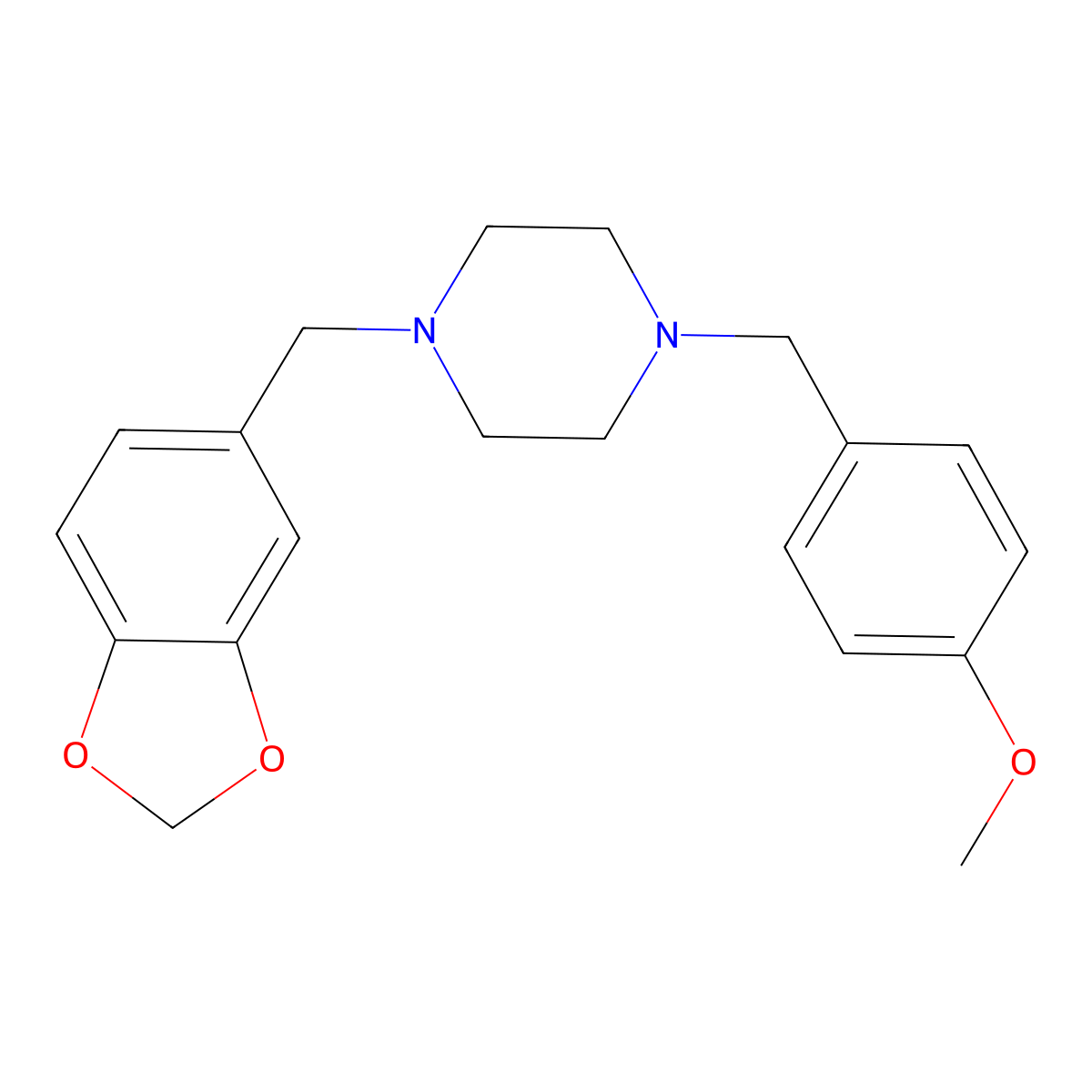 1-(1,3-Benzodioxol-5-ylmethyl)-4-(4-methoxybenzyl)piperazine molecular structure, CAS 355396-07-5