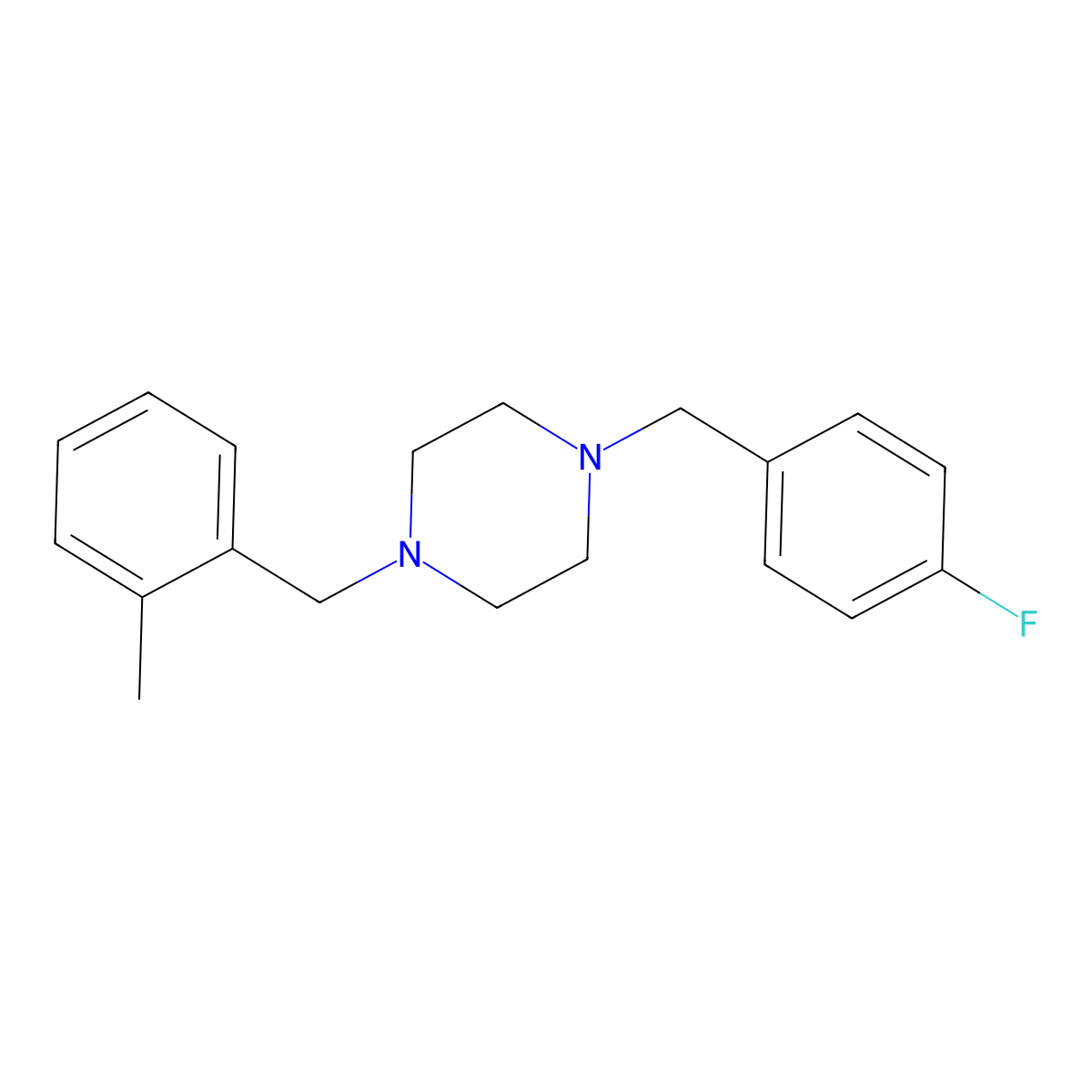 1-(4-Fluorobenzyl)-4-(2-methylbenzyl)piperazine molecular structure, CAS 355396-16-6
