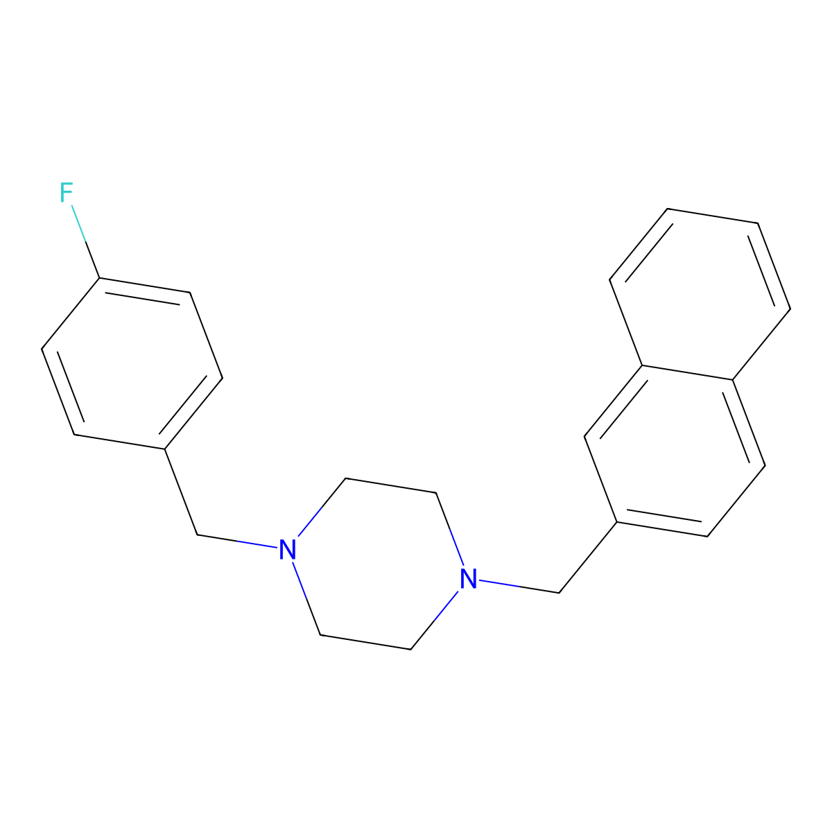 1-(4-Fluorobenzyl)-4-(naphthalen-2-ylmethyl)piperazine molecular structure, CAS 355396-20-2
