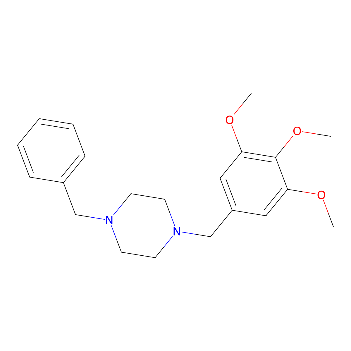 1-Benzyl-4-[(3,4,5-trimethoxyphenyl)methyl]piperazine molecular structure, CAS 355396-26-8