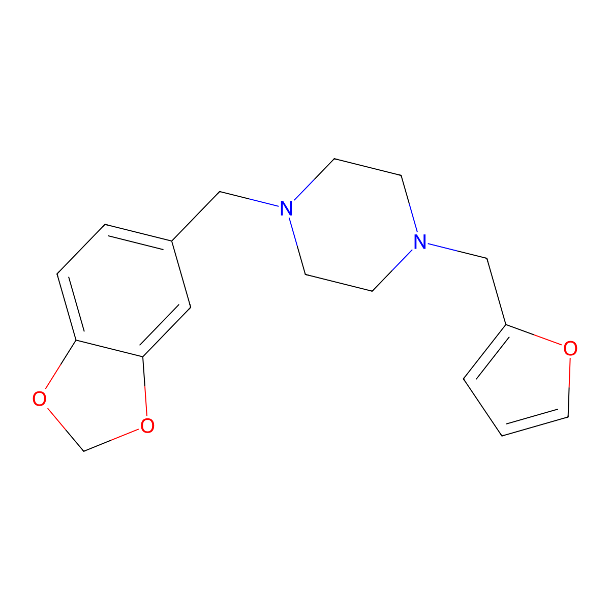 1-(1,3-Benzodioxol-5-ylmethyl)-4-(furan-2-ylmethyl)piperazine molecular structure, CAS 355396-33-7