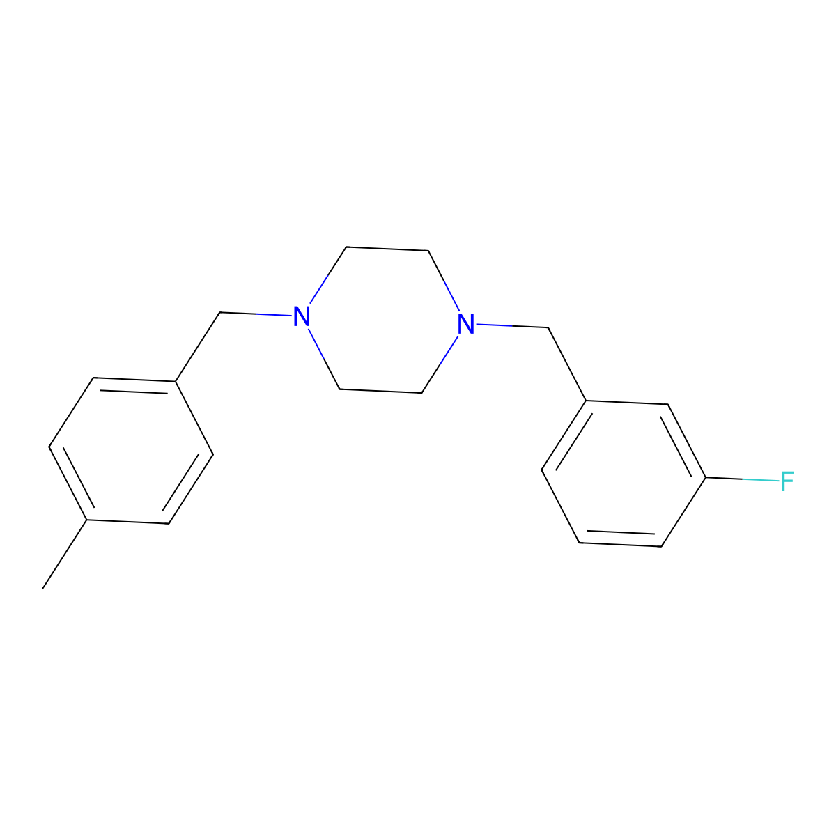 1-(3-Fluorobenzyl)-4-(4-methylbenzyl)piperazine molecular structure, CAS 355396-35-9