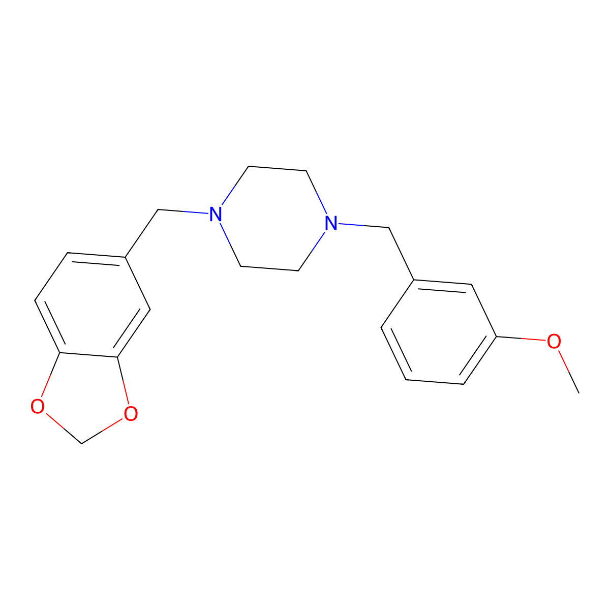 1-(1,3-Benzodioxol-5-ylmethyl)-4-[(3-methoxyphenyl)methyl]piperazine molecular structure, CAS 355396-42-8
