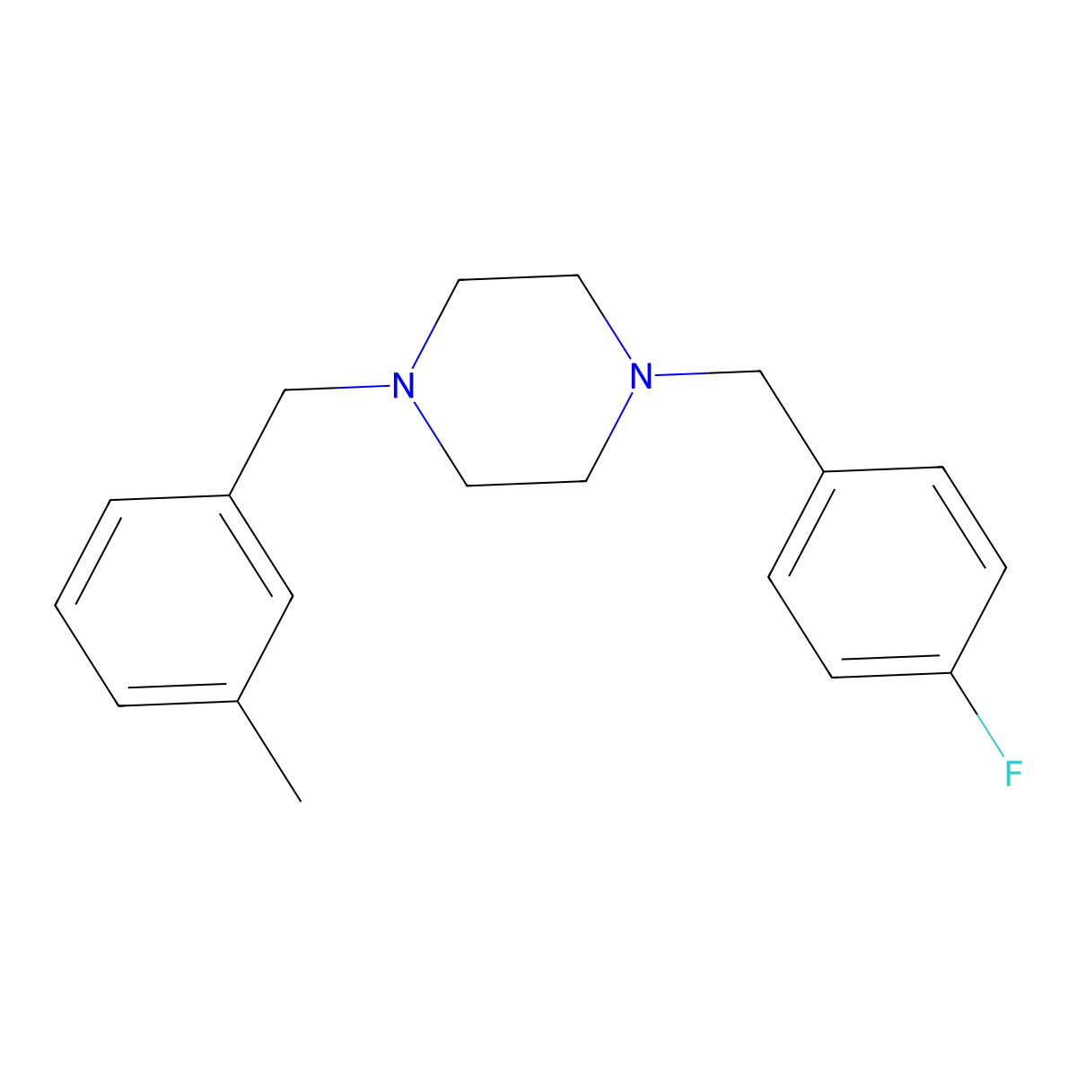 1-(4-Fluorobenzyl)-4-(3-methylbenzyl)piperazine molecular structure, CAS 355396-50-8