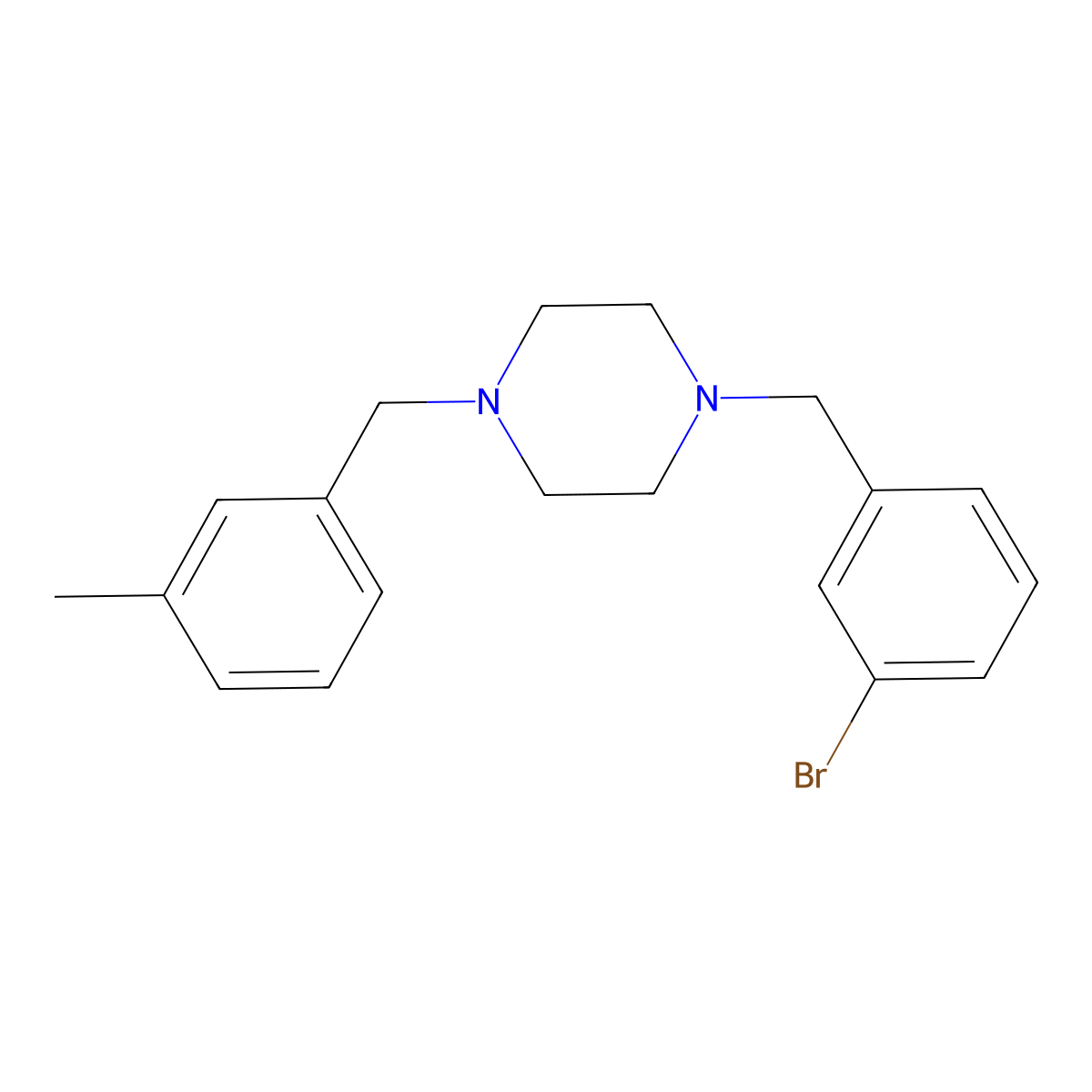 1-(3-Bromobenzyl)-4-(3-methylbenzyl)piperazine molecular structure, CAS 355396-53-1
