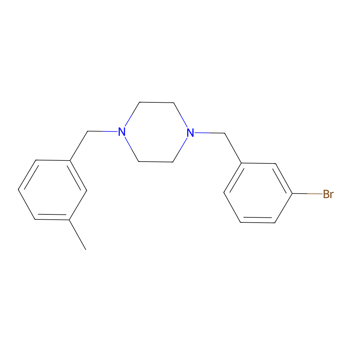1-(3-Bromobenzyl)-4-(3-methylbenzyl)piperazine molecular structure, CAS 355396-53-1