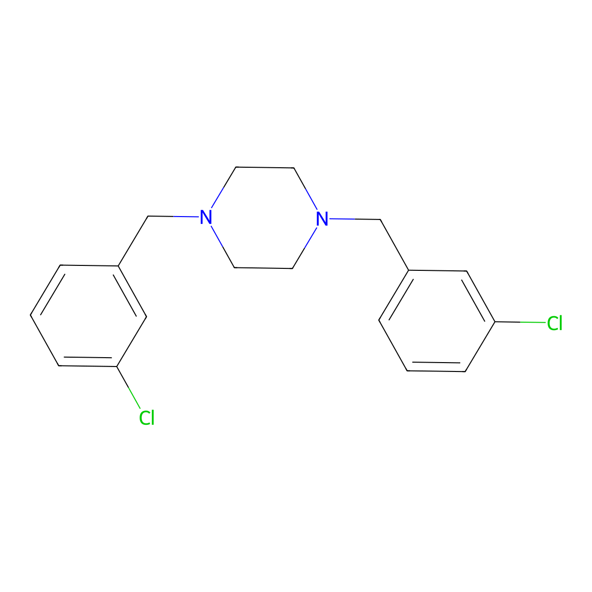 1,4-Bis(3-chlorobenzyl)piperazine molecular structure, CAS 355396-54-2