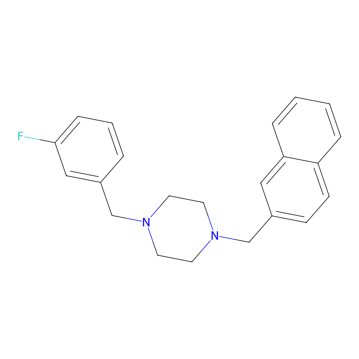 1-(3-Fluorobenzyl)-4-(naphthalen-2-ylmethyl)piperazine molecular structure, CAS 355396-58-6