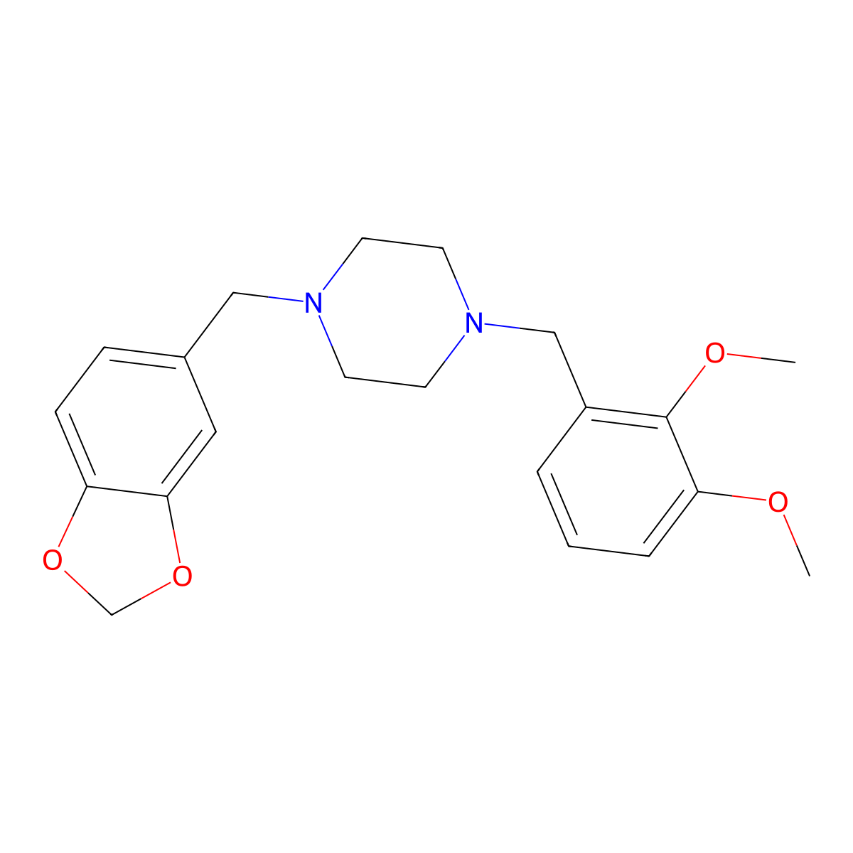 1-(1,3-Benzodioxol-5-ylmethyl)-4-[(2,3-dimethoxyphenyl)methyl]piperazine molecular structure, CAS 355396-59-7