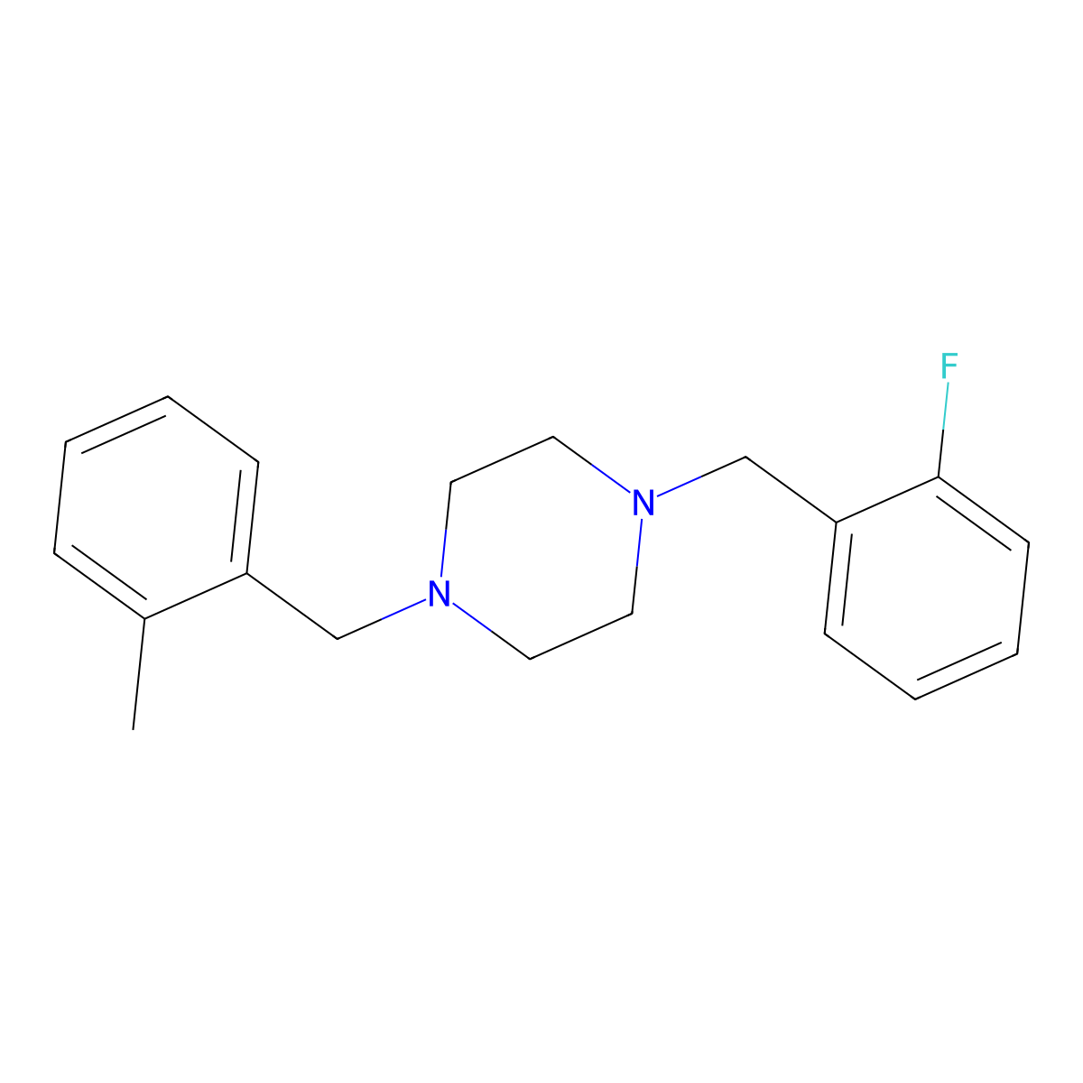 1-[(2-Fluorophenyl)methyl]-4-[(2-methylphenyl)methyl]piperazine molecular structure, CAS 355396-60-0