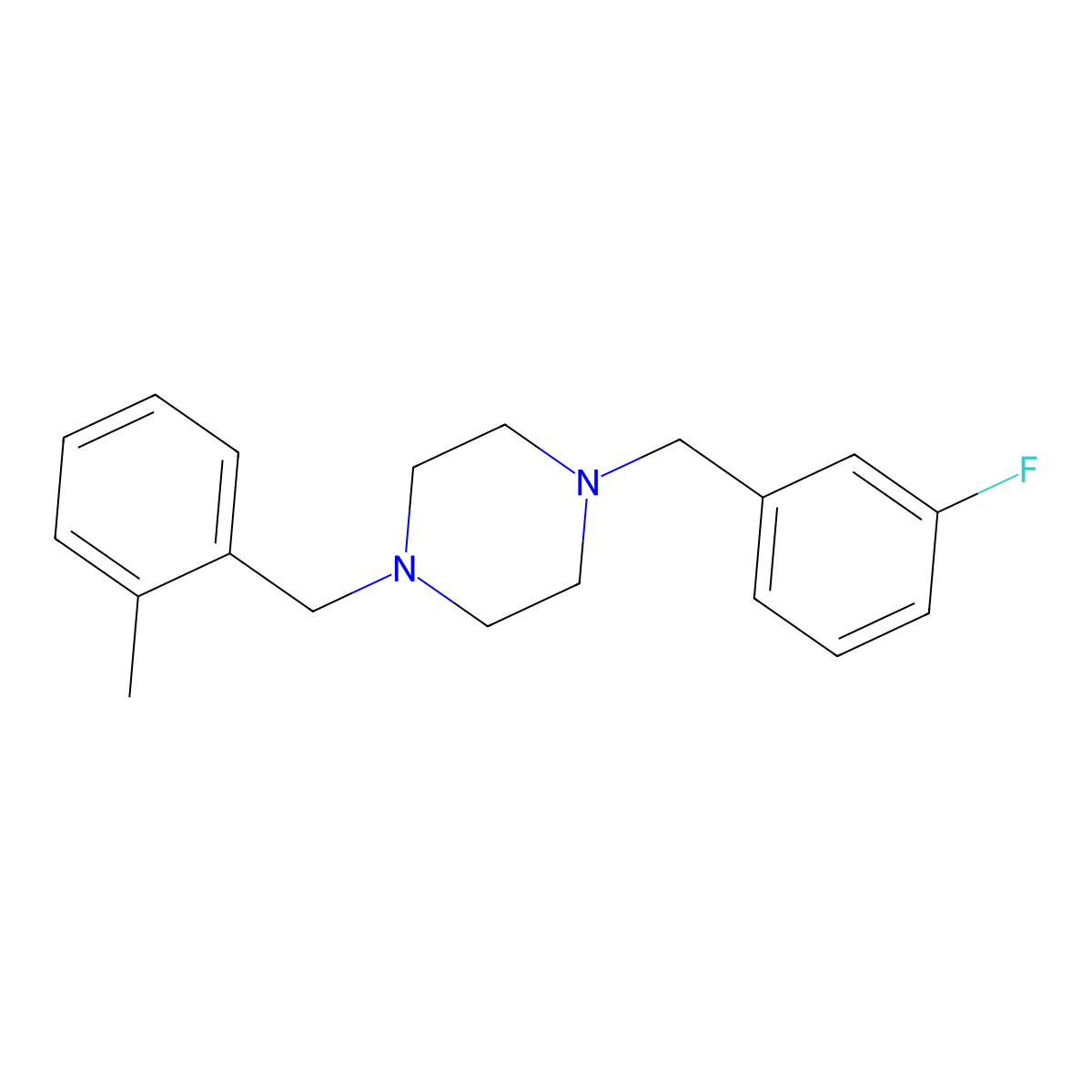 1-(3-Fluorobenzyl)-4-(2-methylbenzyl)piperazine molecular structure, CAS 355396-65-5