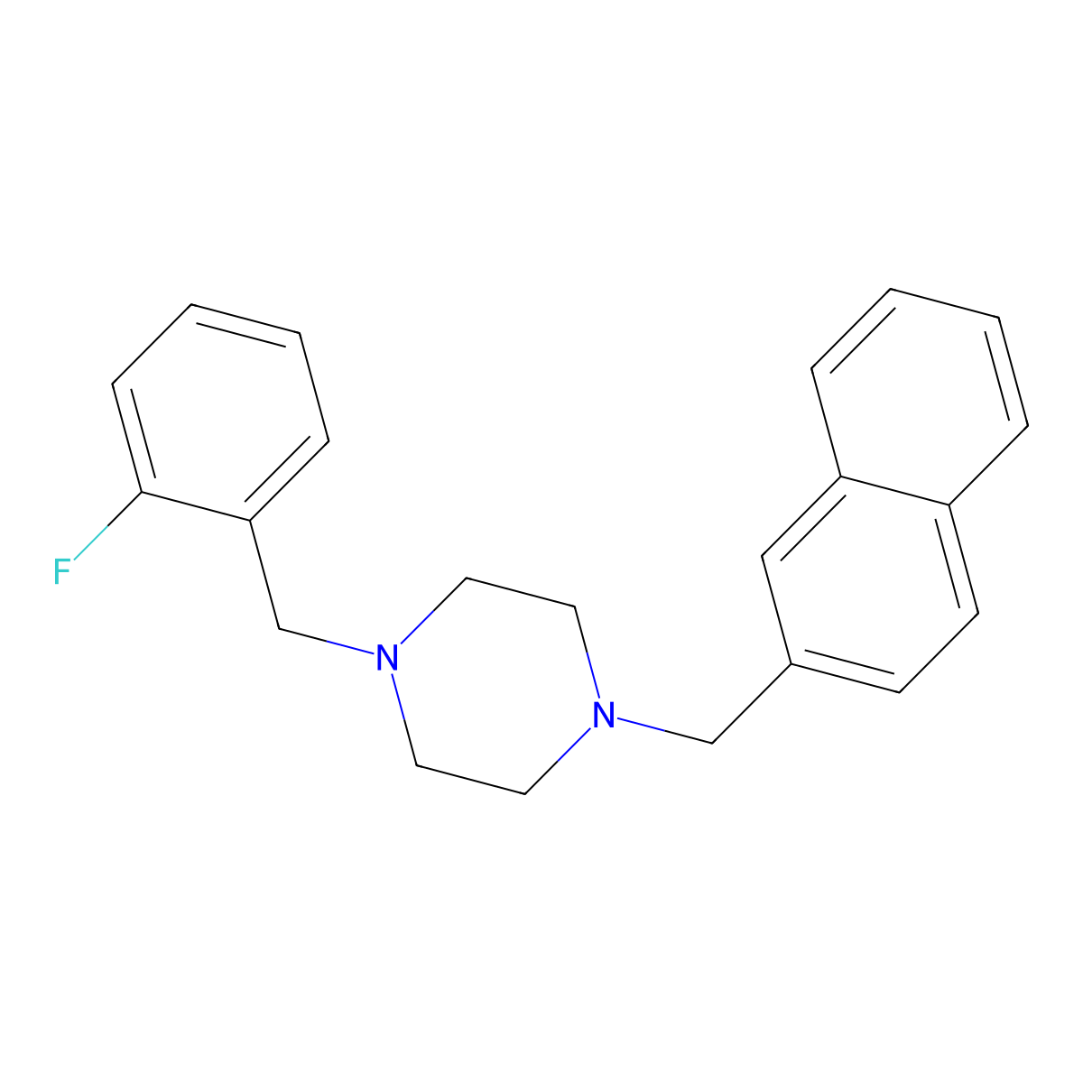 1-(2-Fluorobenzyl)-4-(2-naphthylmethyl)piperazine molecular structure, CAS 355396-67-7