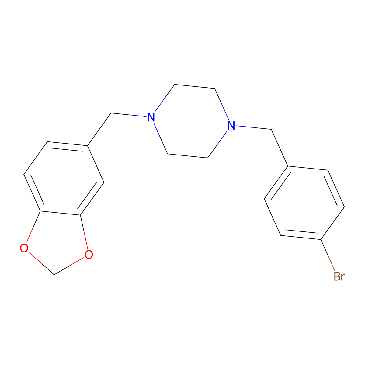 1-(1,3-Benzodioxol-5-ylmethyl)-4-(4-bromobenzyl)piperazine molecular structure, CAS 355396-68-8