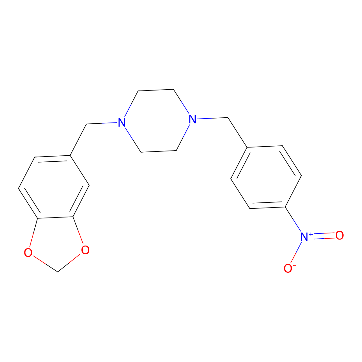 1-(1,3-Benzodioxol-5-ylmethyl)-4-(4-nitrobenzyl)piperazine molecular structure, CAS 355396-71-3