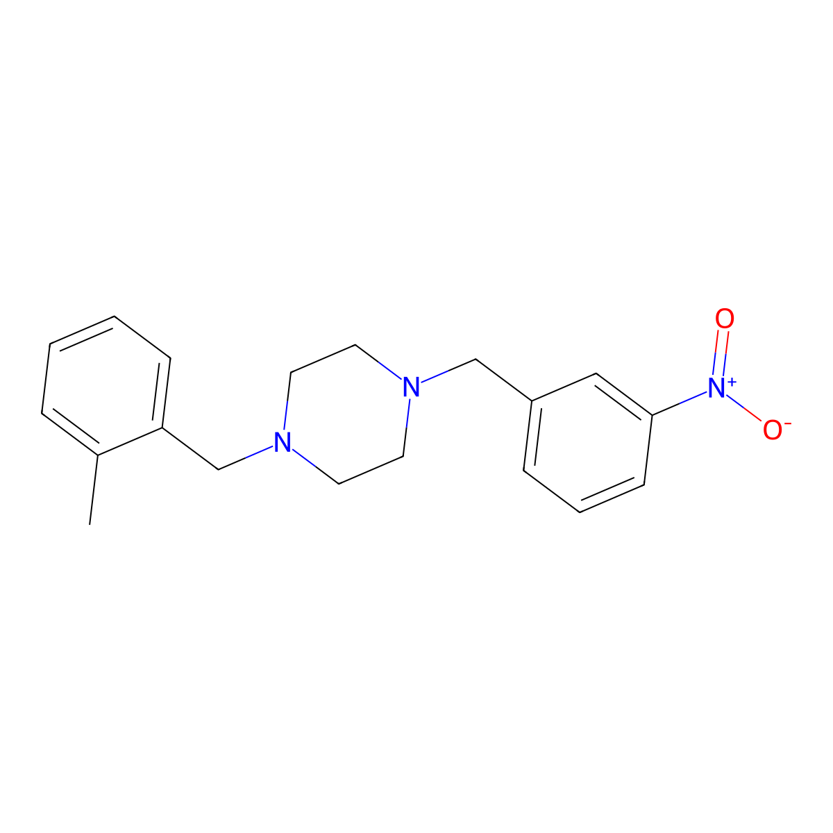 1-(2-Methylbenzyl)-4-(3-nitrobenzyl)piperazine molecular structure, CAS 355396-75-7