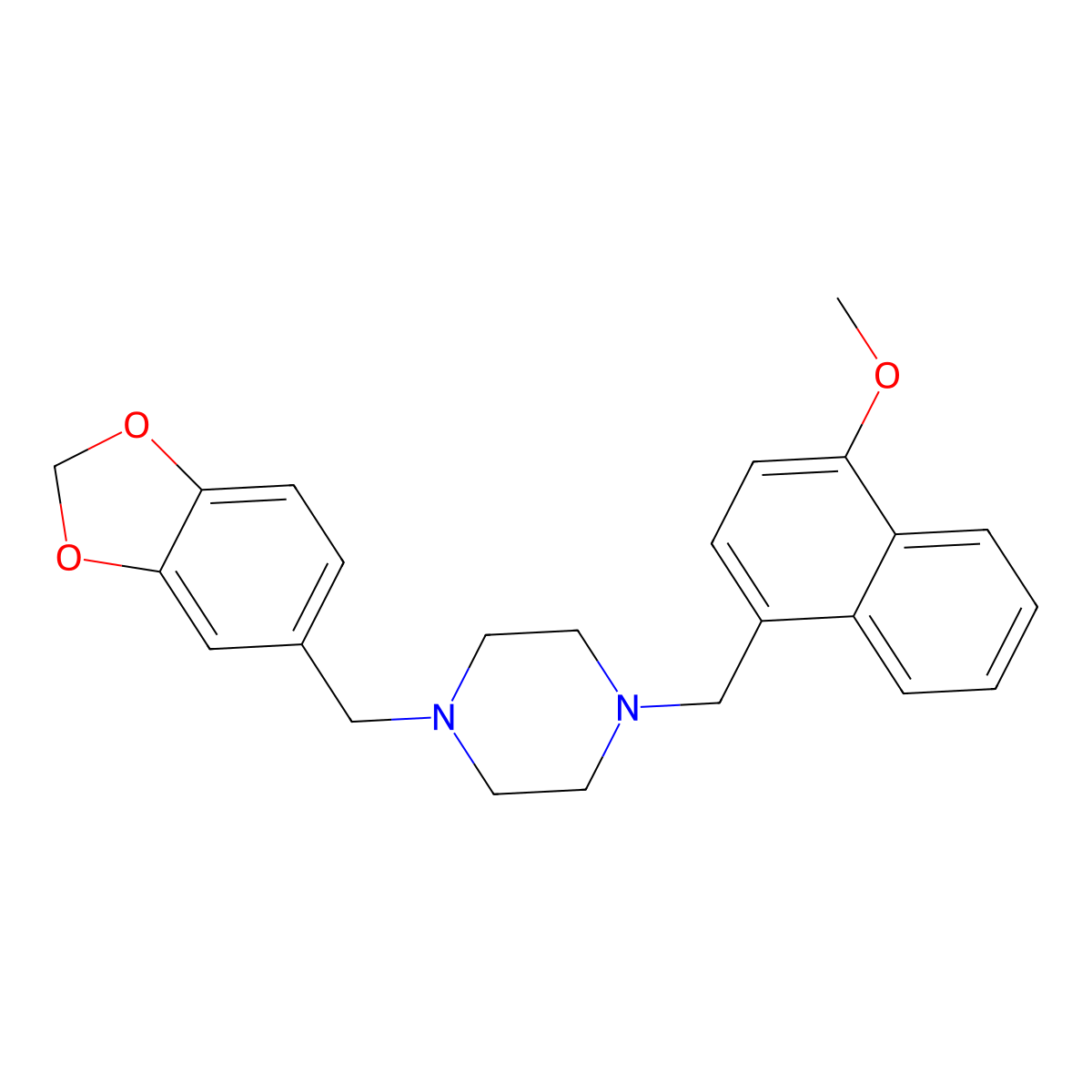 1-(1,3-Benzodioxol-5-ylmethyl)-4-[(4-methoxynaphthalen-1-yl)methyl]piperazine molecular structure, CAS 355396-78-0