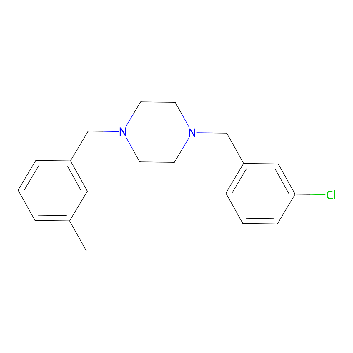 1-(3-Chlorobenzyl)-4-(3-methylbenzyl)piperazine molecular structure, CAS 355396-83-7