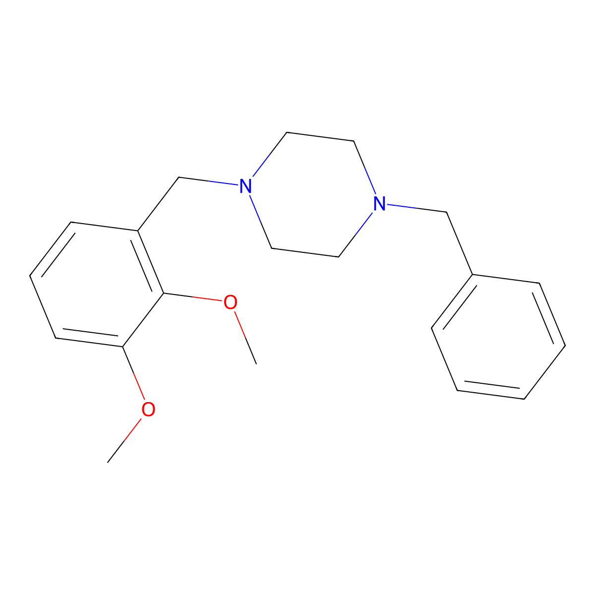 1-Benzyl-4-(2,3-dimethoxybenzyl)piperazine molecular structure, CAS 355396-88-2