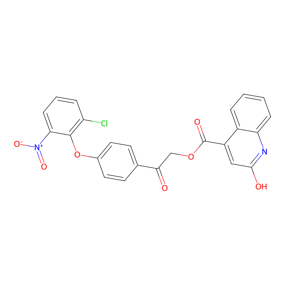 [2-[4-(2-chloro-6-nitrophenoxy)phenyl]-2-oxoethyl] 2-oxo-1H-quinoline-4-carboxylate molecular structure, CAS 355397-56-7