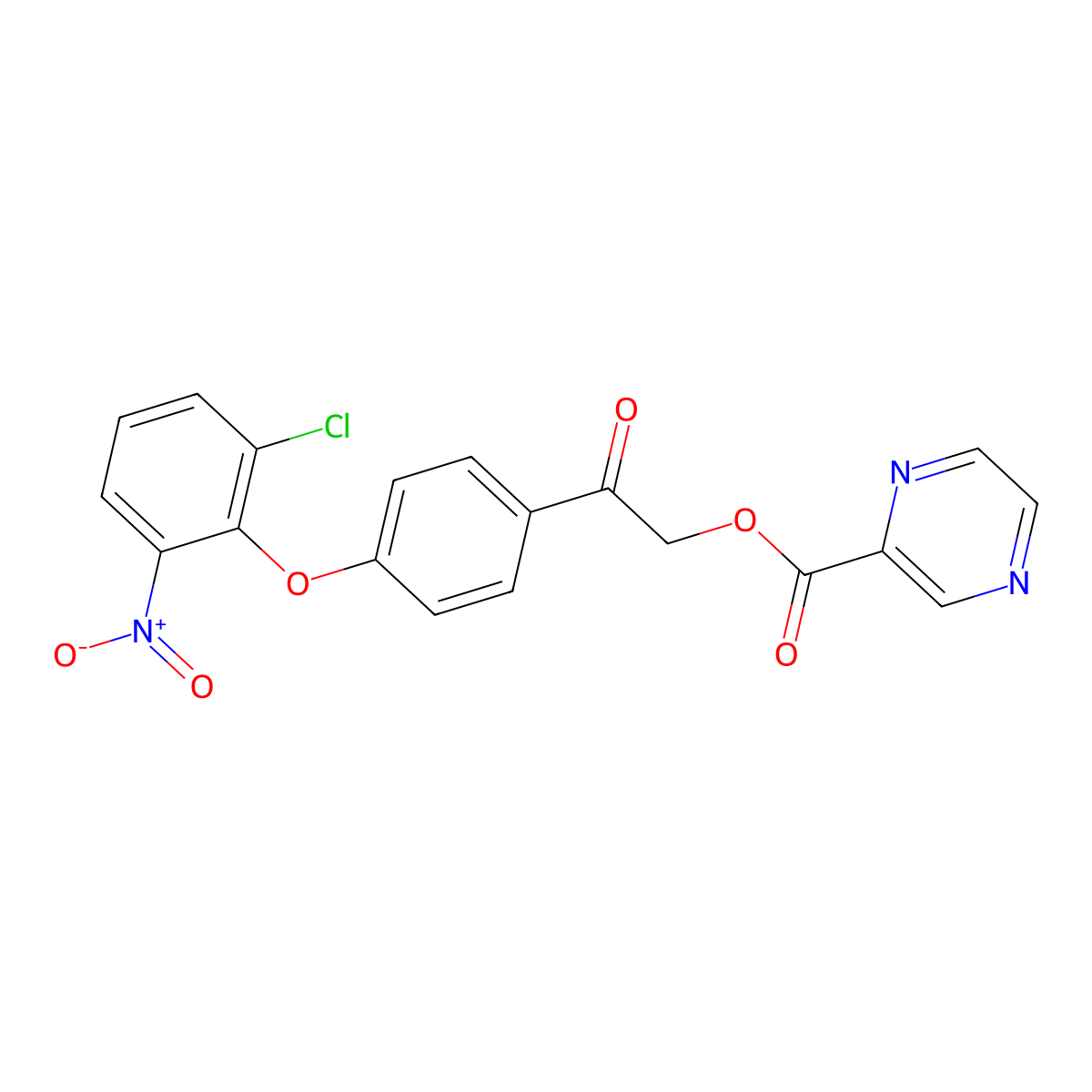 [2-[4-(2-Chloro-6-nitrophenoxy)phenyl]-2-oxoethyl] pyrazine-2-carboxylate molecular structure, CAS 355397-58-9