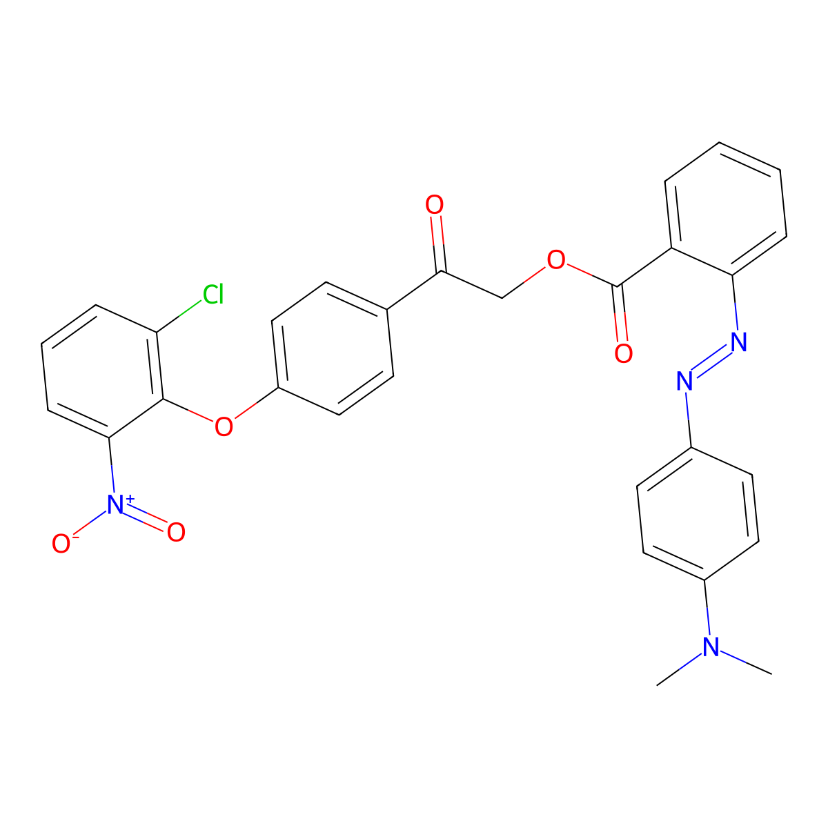 2-[4-(2-Chloro-6-nitrophenoxy)phenyl]-2-oxoethyl 2-{2-[4-(dimethylamino)phenyl]-1-diazenyl}benzoate molecular structure, CAS 355397-59-0