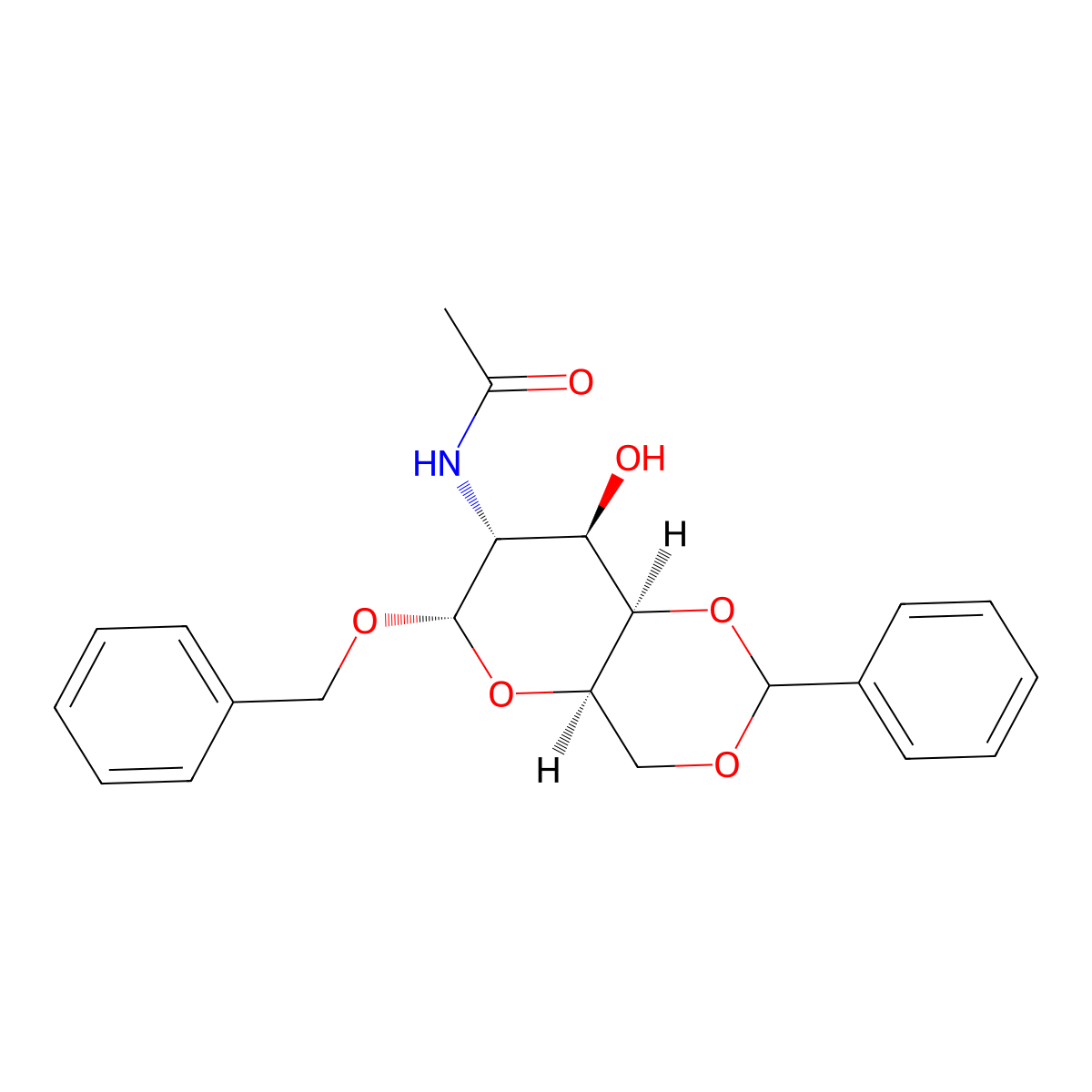 Benzyl 2-acetamido-2-deoxy-4,6-O-benzylidene-a-D-galactopyranoside molecular structure, CAS 3554-91-4