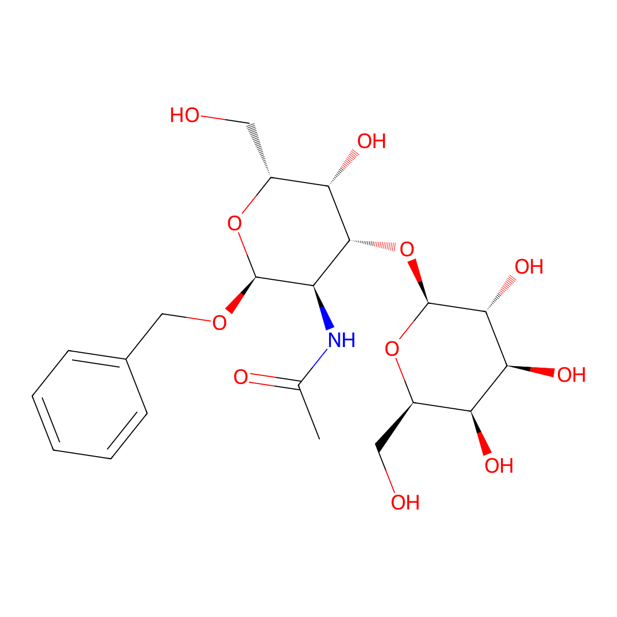 Benzyl 2-acetamido-2-deoxy-3-O-beta-D-galactopyranosyl-alpha-D-galactopyranoside molecular structure, CAS 3554-96-9