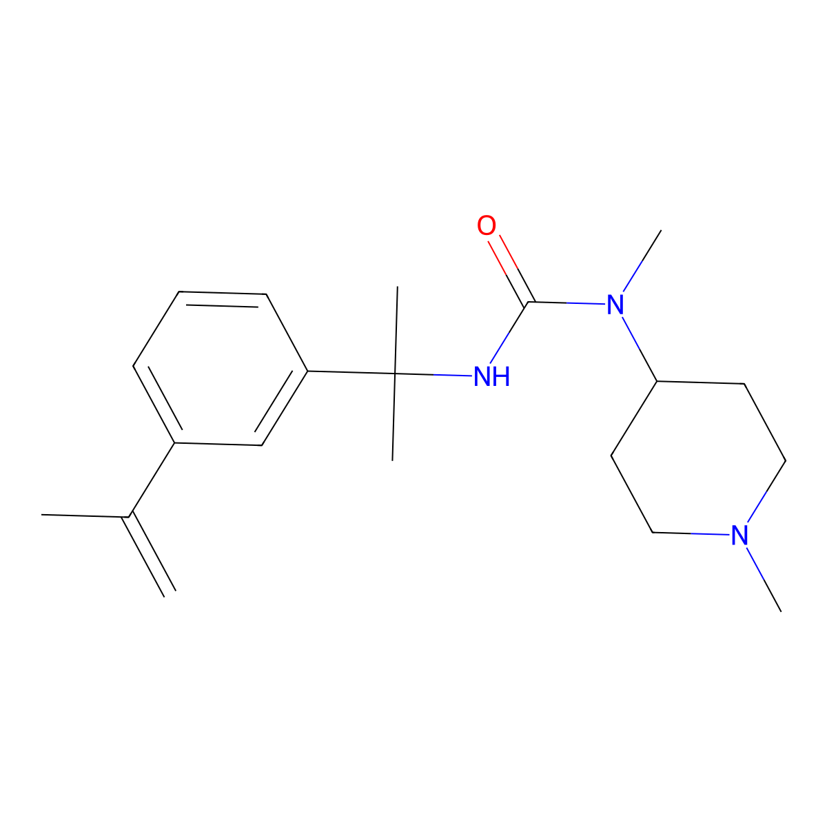 1-Methyl-1-(1-methylpiperidin-4-yl)-3-[2-(3-prop-1-en-2-ylphenyl)propan-2-yl]urea molecular structure, CAS 355401-28-4