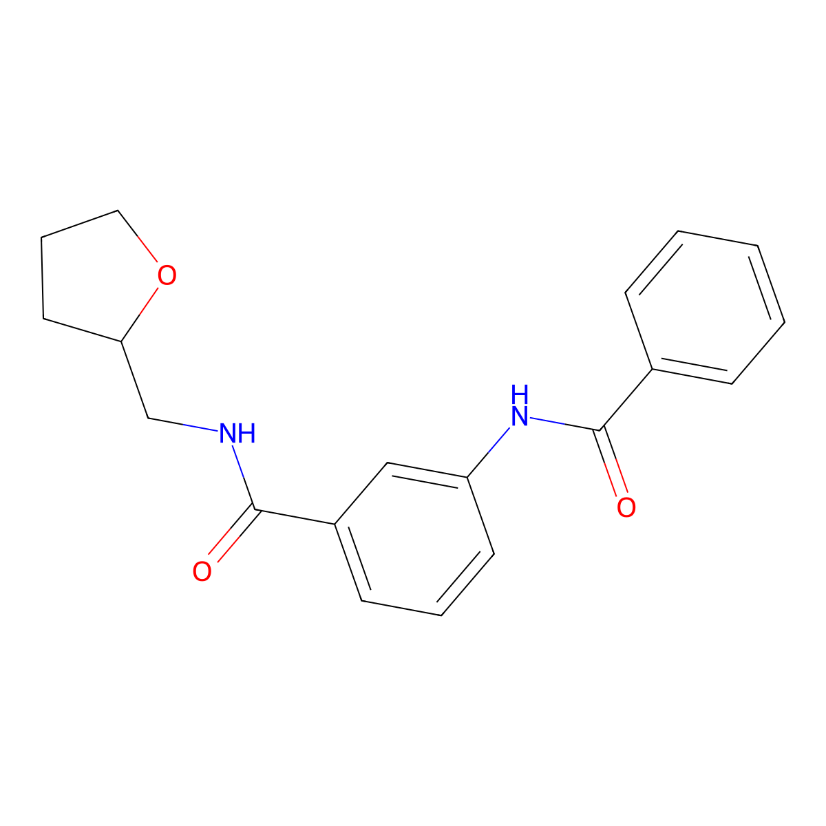 3-benzamido-N-(oxolan-2-ylmethyl)benzamide molecular structure, CAS 355402-10-7